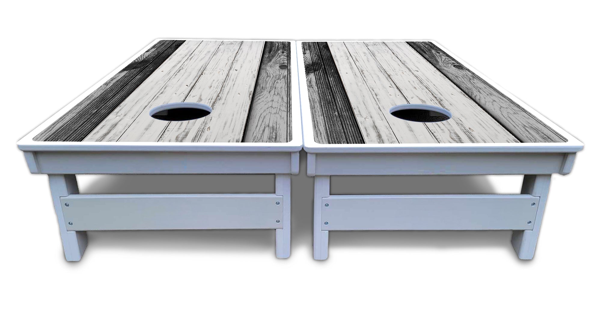 Grey Two Tone Slats Cornhole Boards - All Weather Series