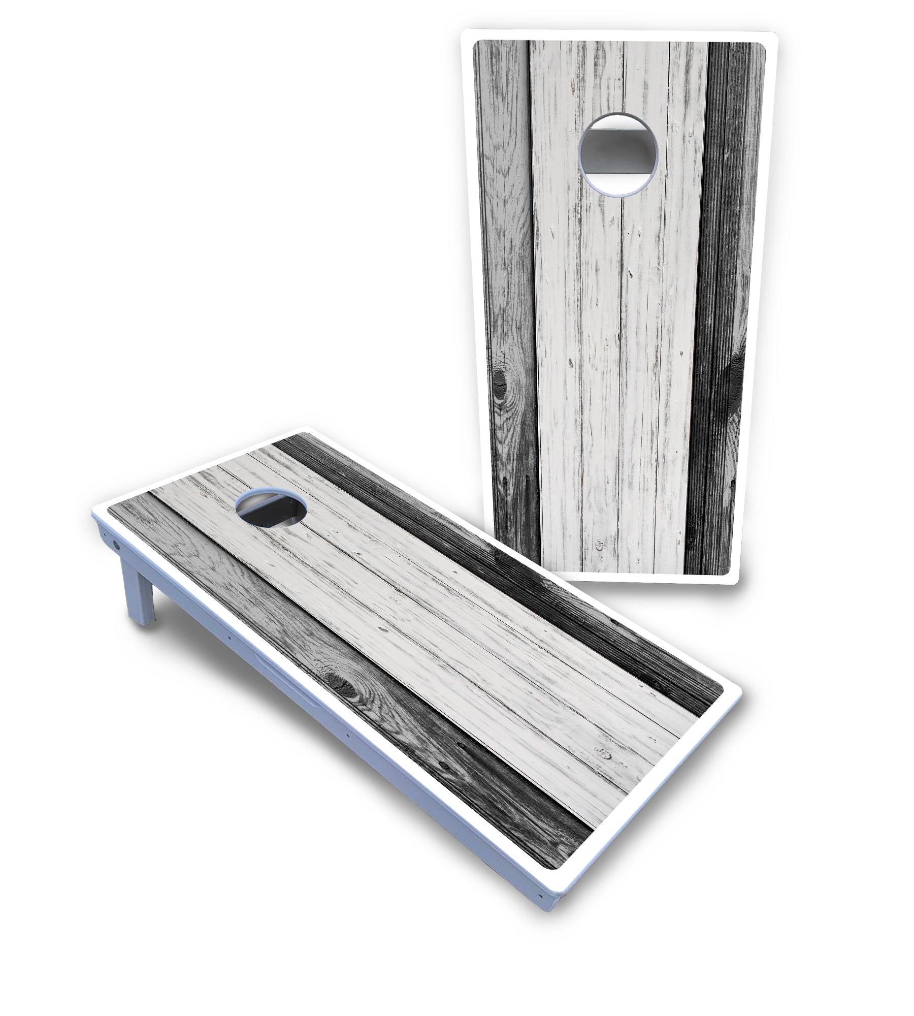 Grey Two Tone Slats Cornhole Boards - All Weather Series