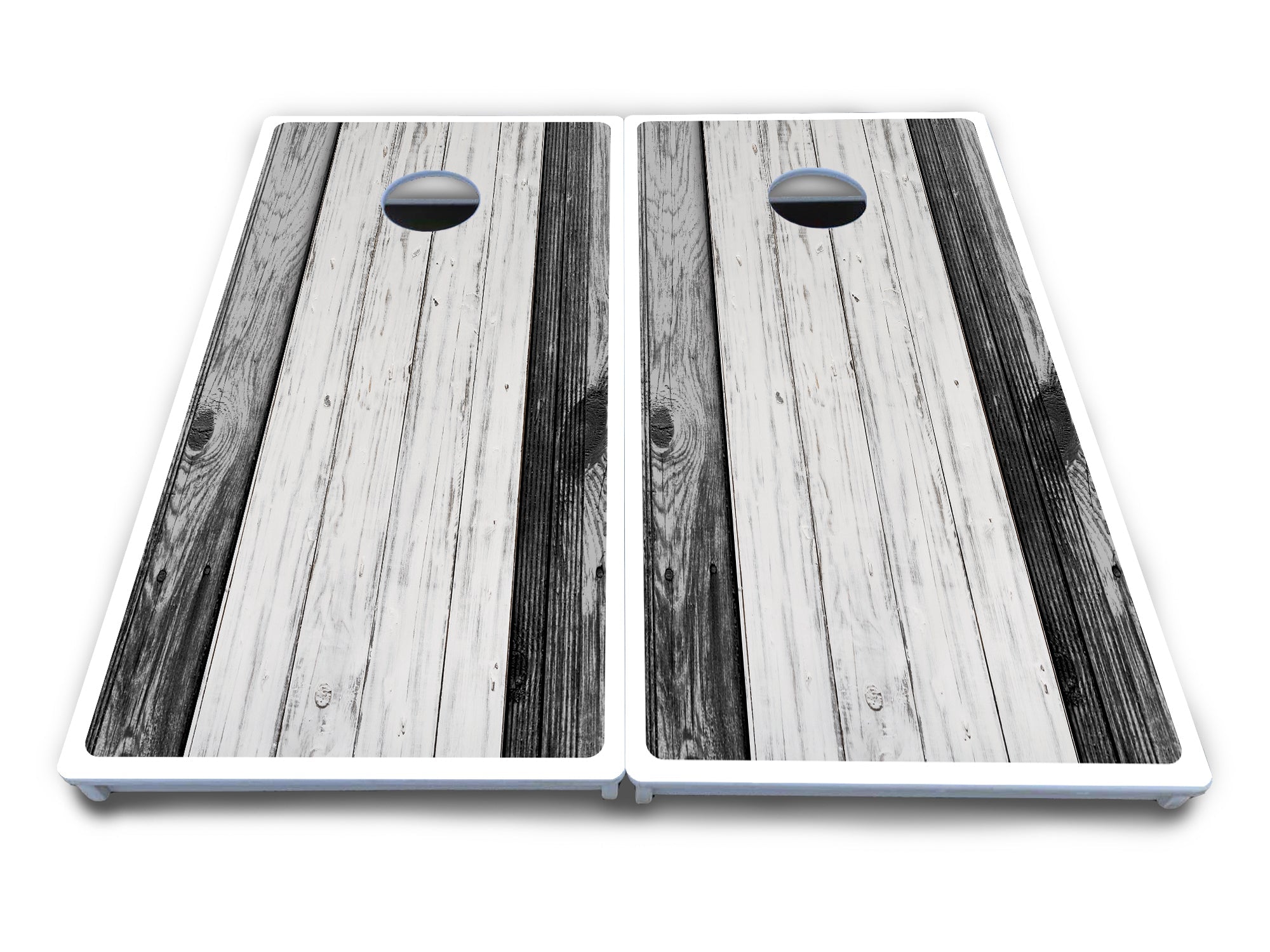 Grey Two Tone Slats Cornhole Boards - All Weather Series
