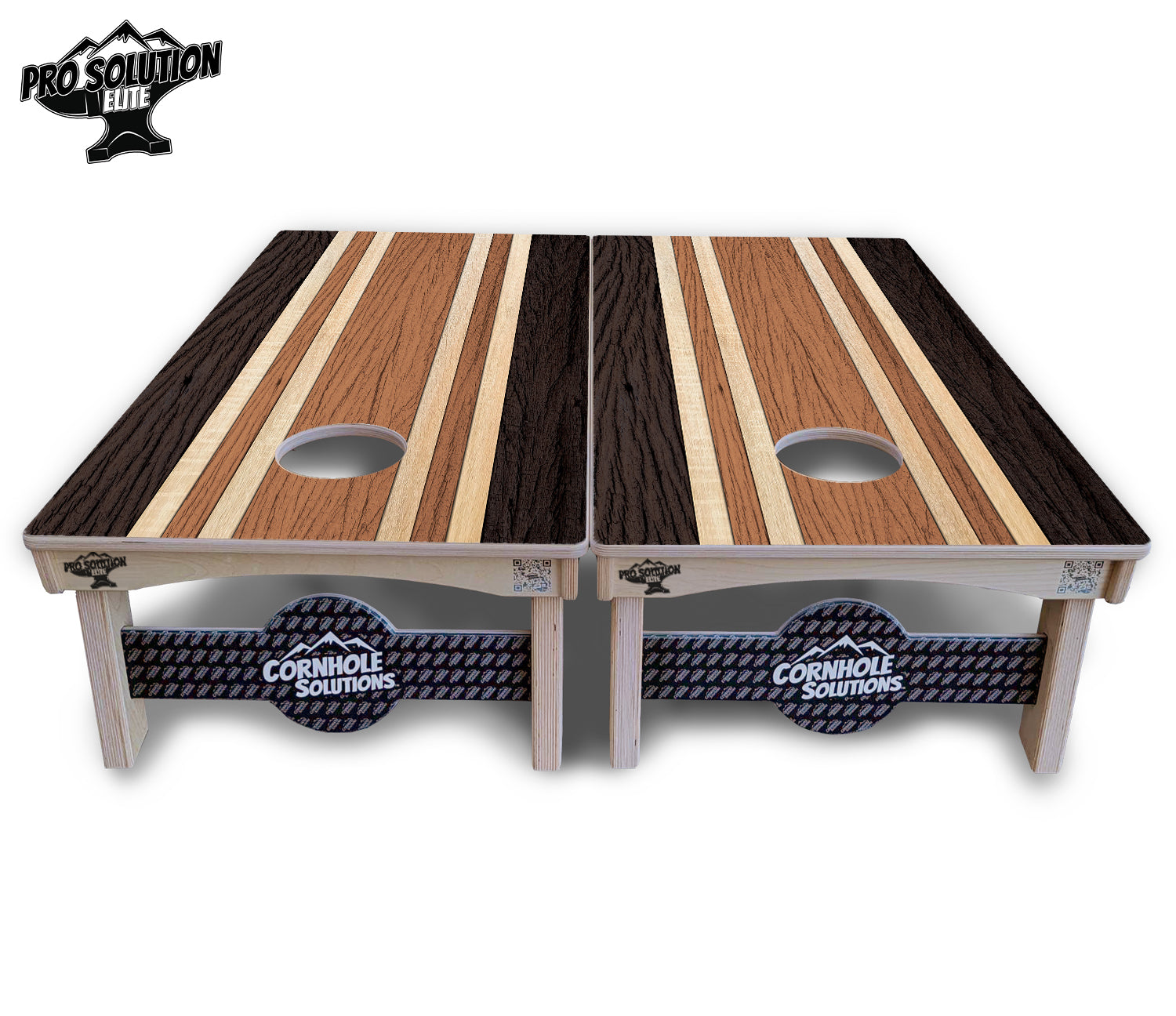Brown Two Tone Stripes Cornhole Boards - Pro Solution Elite Series