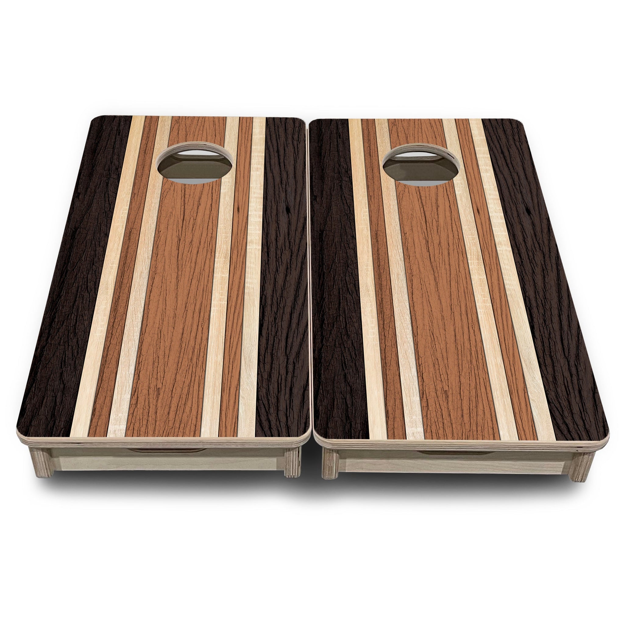 Mini Cornhole Boards - Brown Two Tone Stripes