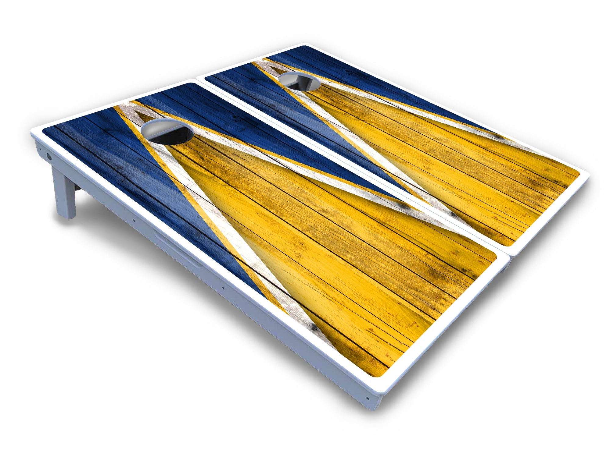 Yellow/Blue Triangle Cornhole Boards - All Weather Series