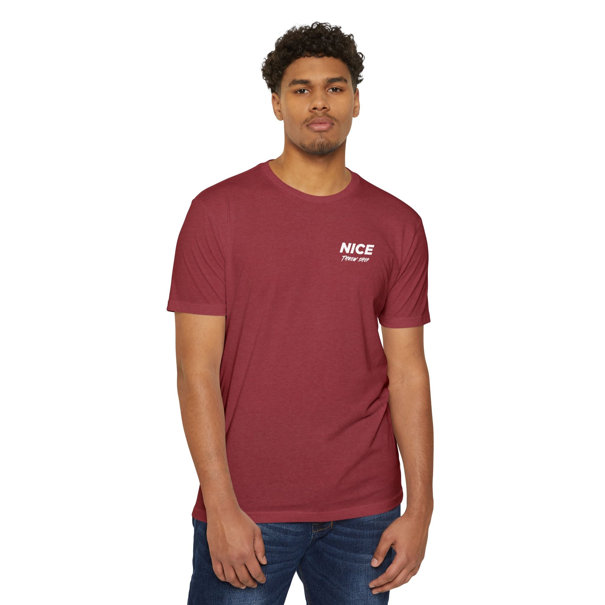 NICE Throw Shop Unisex Tee White Logo – Multiple Colors