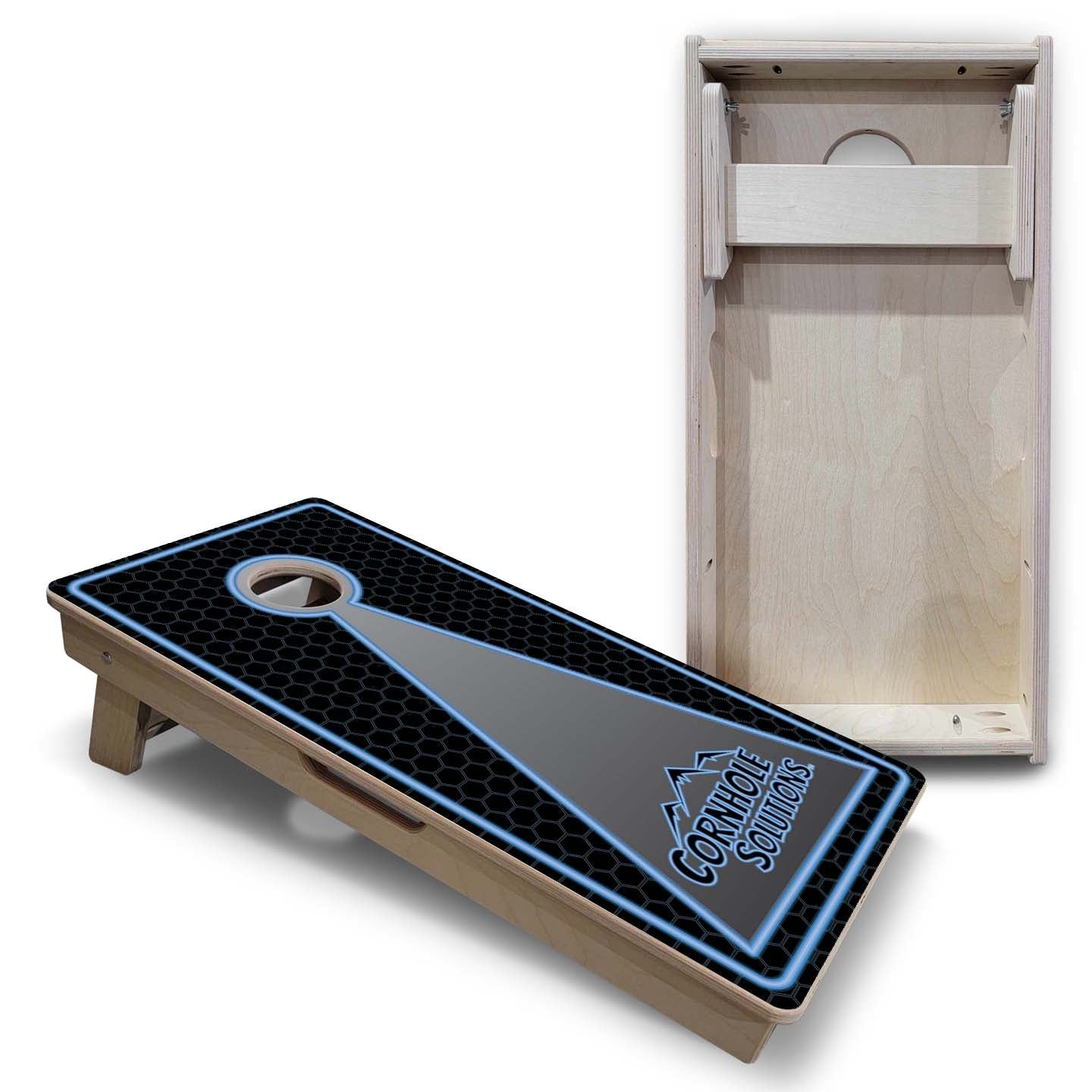 Vacation Cornhole Boards - Neon Keyhole CS Logo