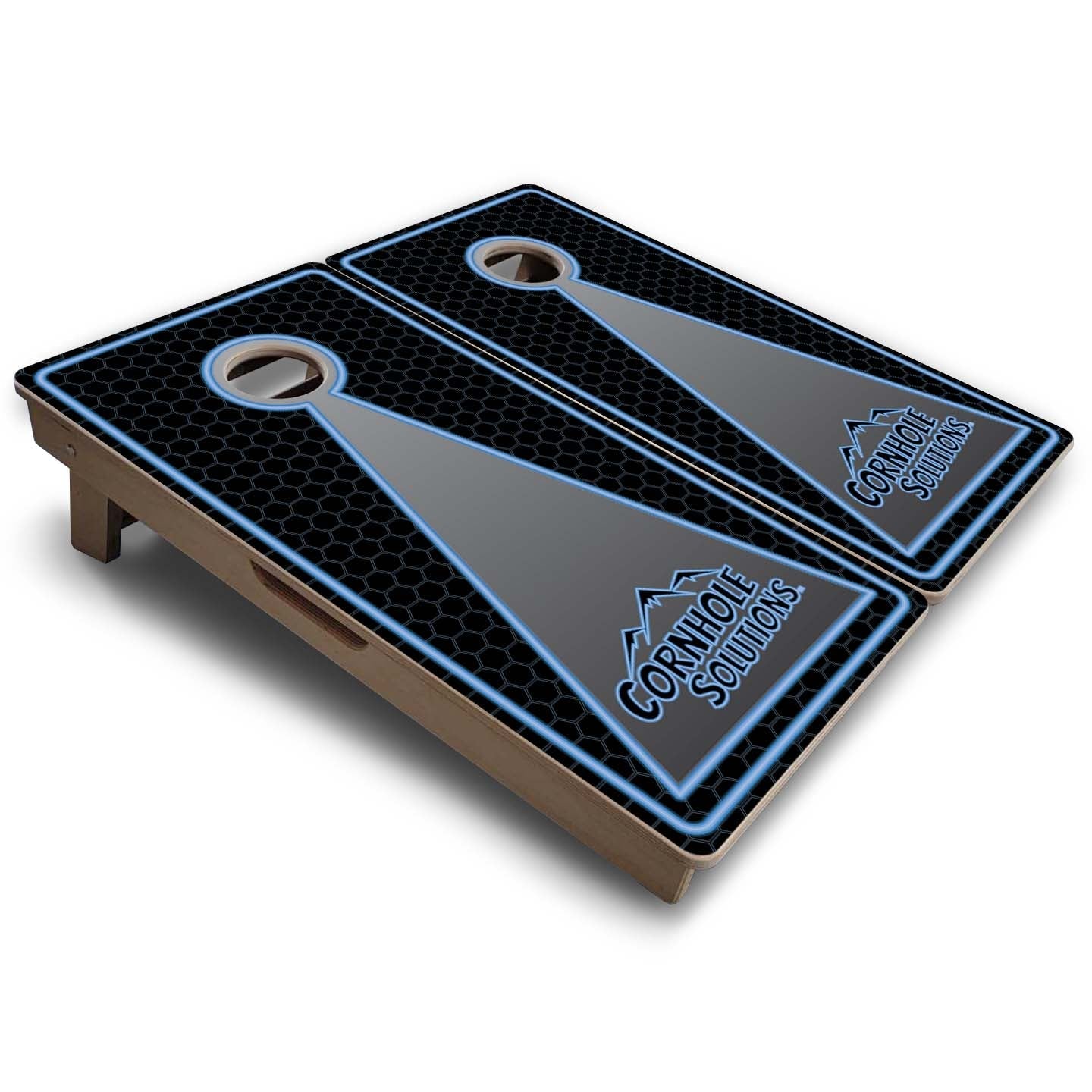 Vacation Cornhole Boards - Neon Keyhole CS Logo