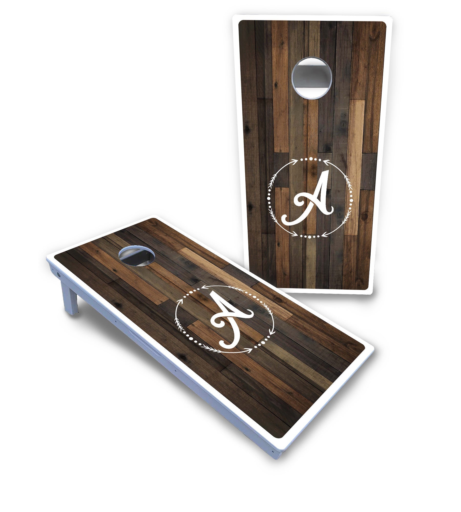 Wood Wreath Letter Cornhole Boards - All Weather Series