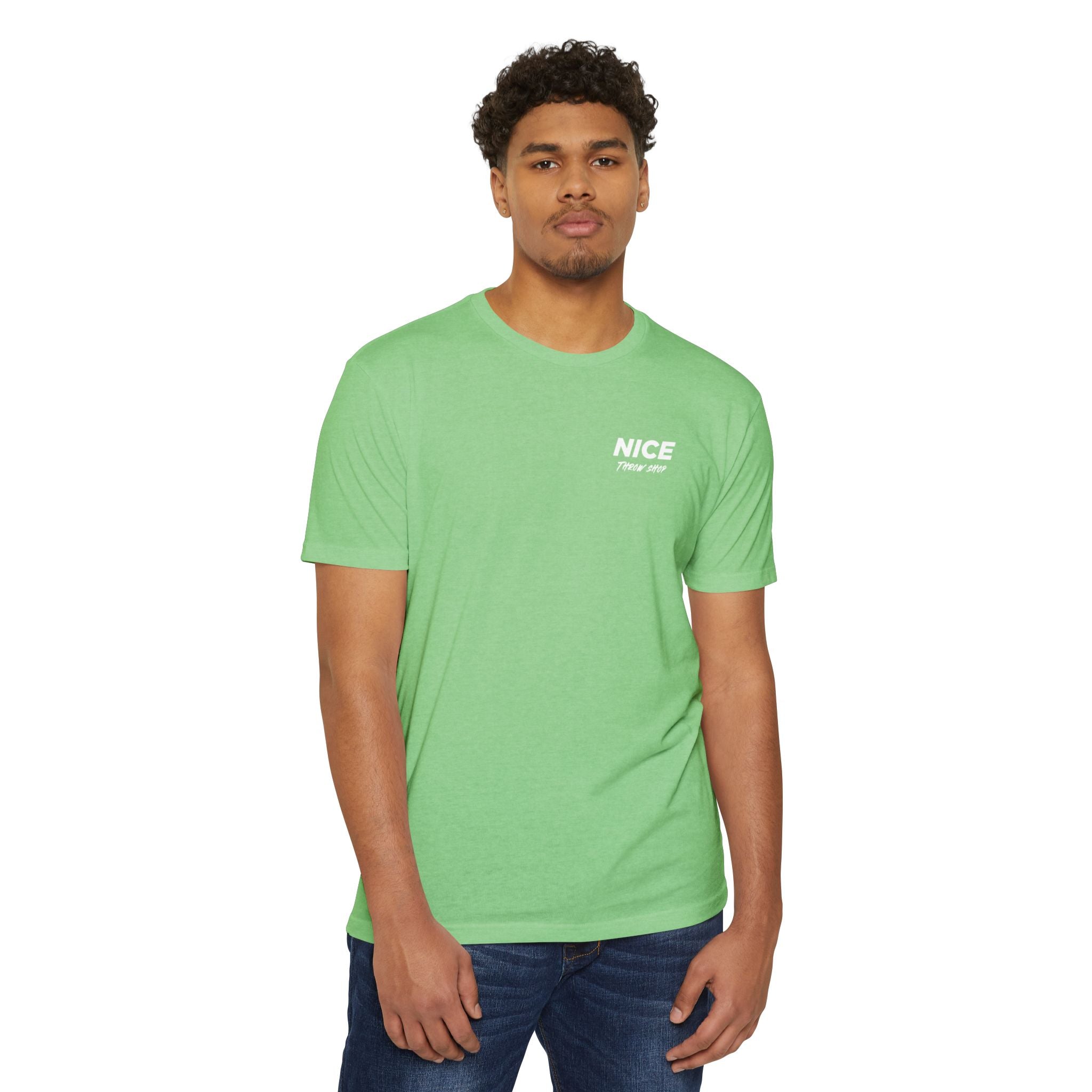 NICE Throw Shop Unisex Tee White Logo – Multiple Colors