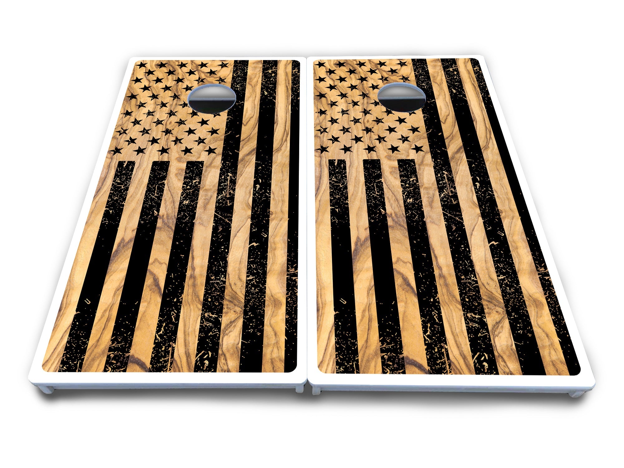 Light Wood Flag Cornhole Boards - All Weather Series