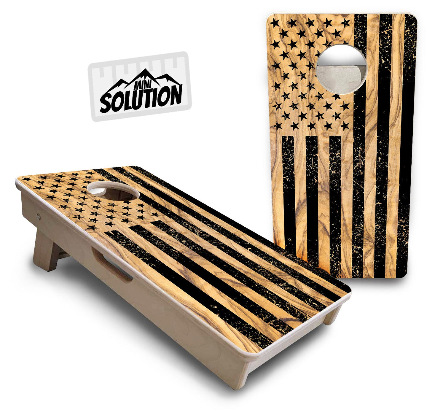 Mini Cornhole Boards - Light Wood Flag Designs