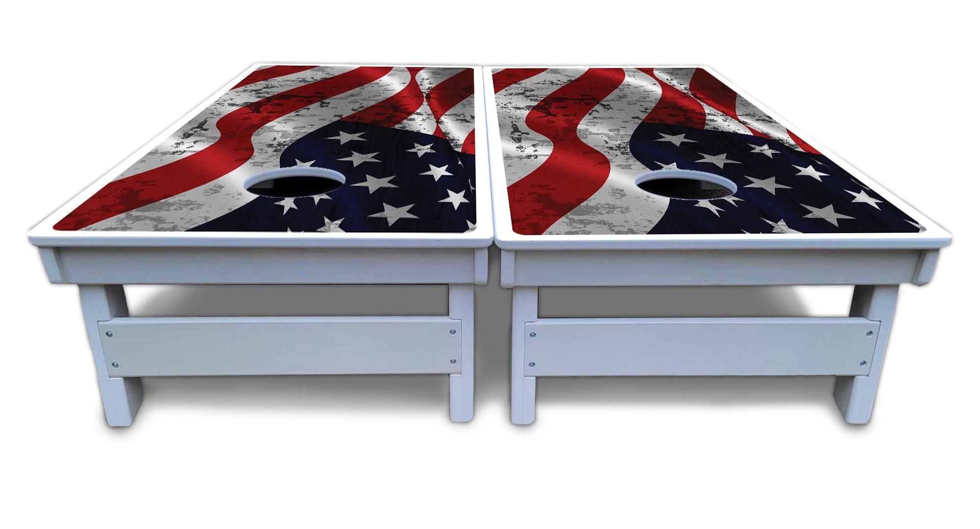 Wavy Distressed Flag Cornhole Boards - All Weather Series