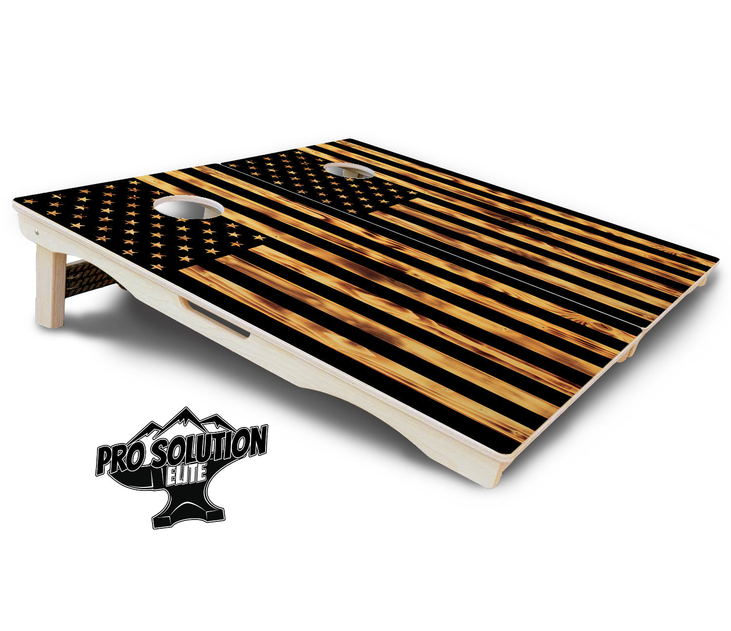 Burnt Rustic Flag Cornhole Boards - Pro Solution Elite Series