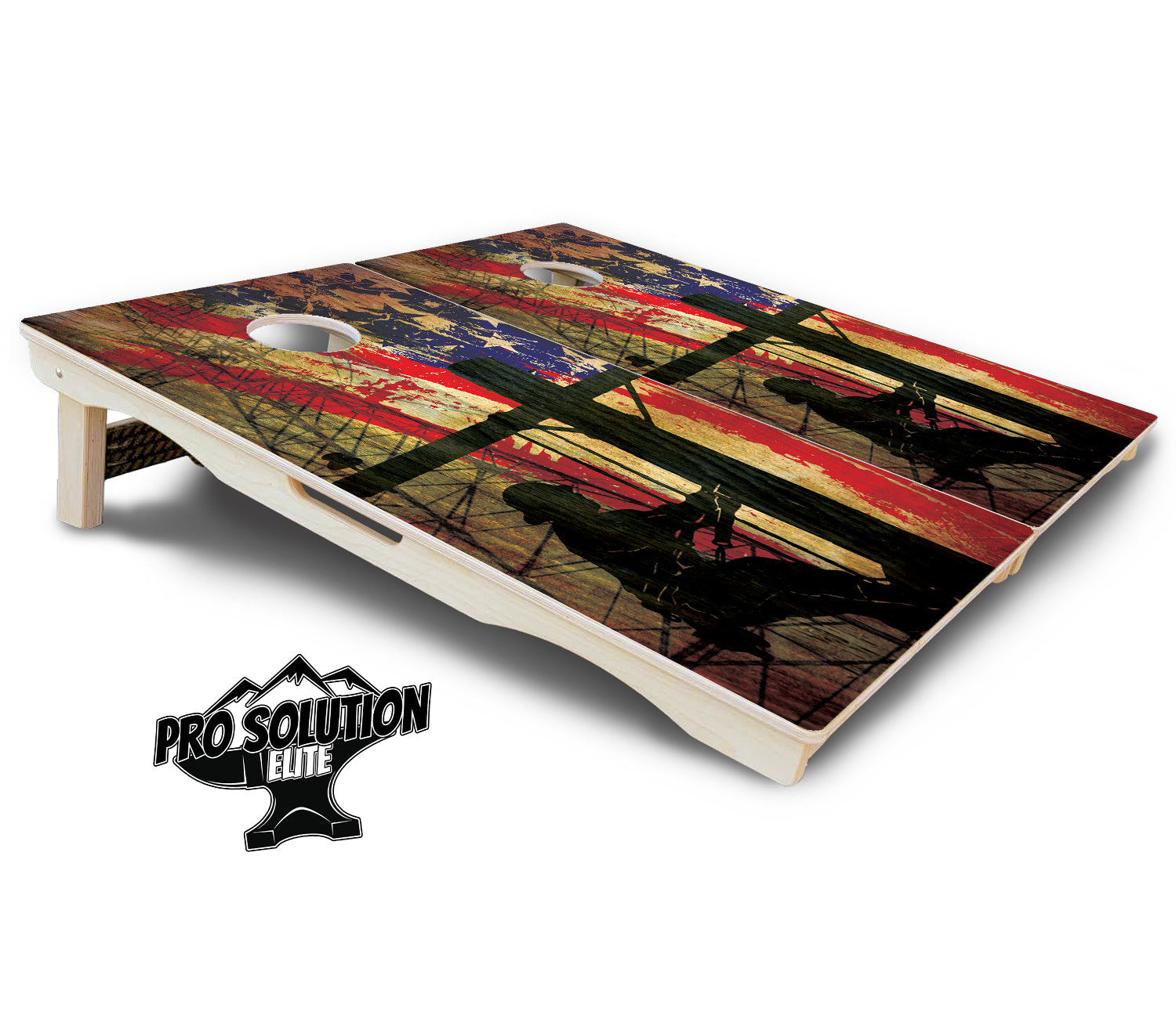 Faded Lineman Flag Cornhole Boards - Pro Solution Elite Series