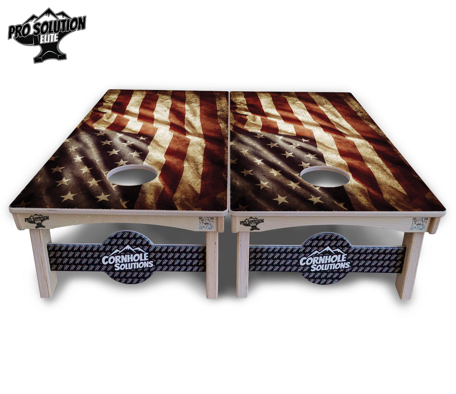 Rustic Wavy Flag Cornhole Boards - Pro Solution Elite Series