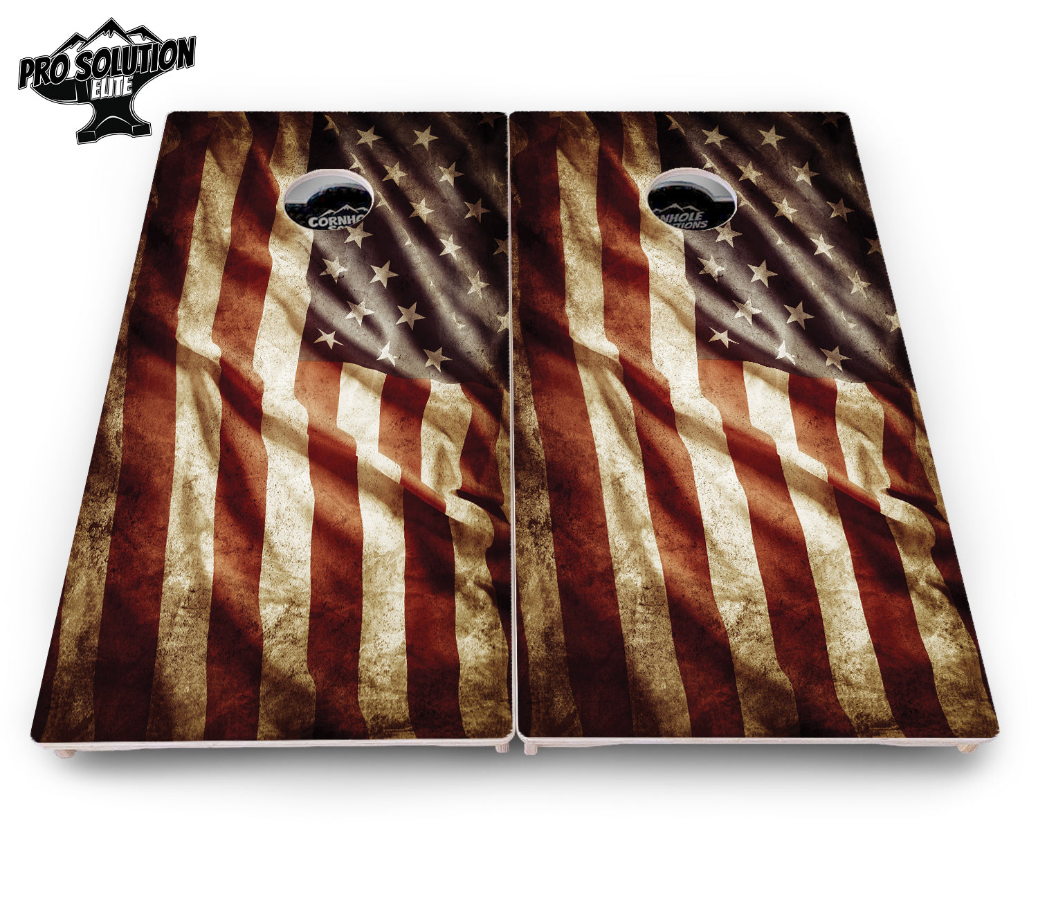 Rustic Wavy Flag Cornhole Boards - Pro Solution Elite Series