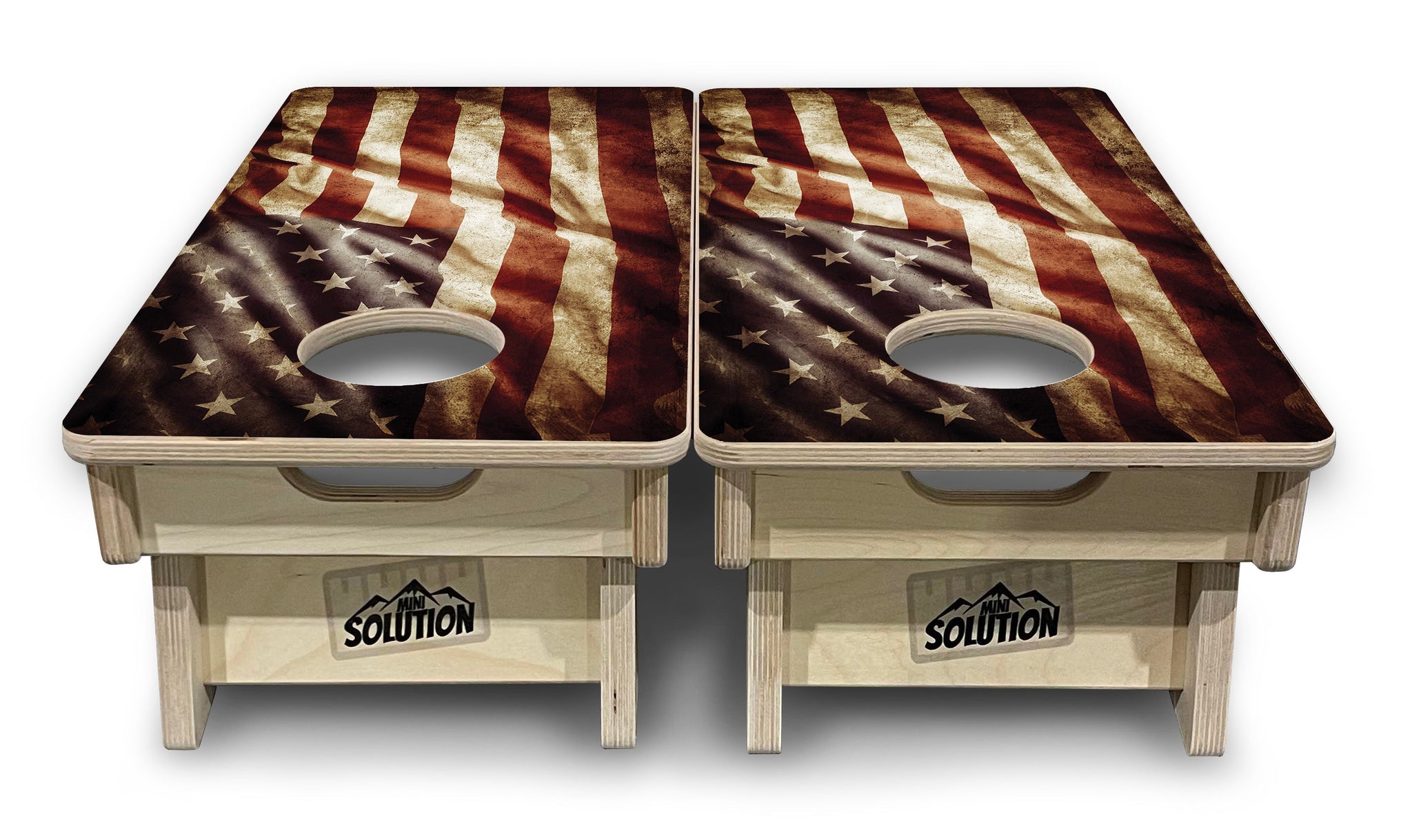Mini Cornhole Boards - Rustic Wavy Flag