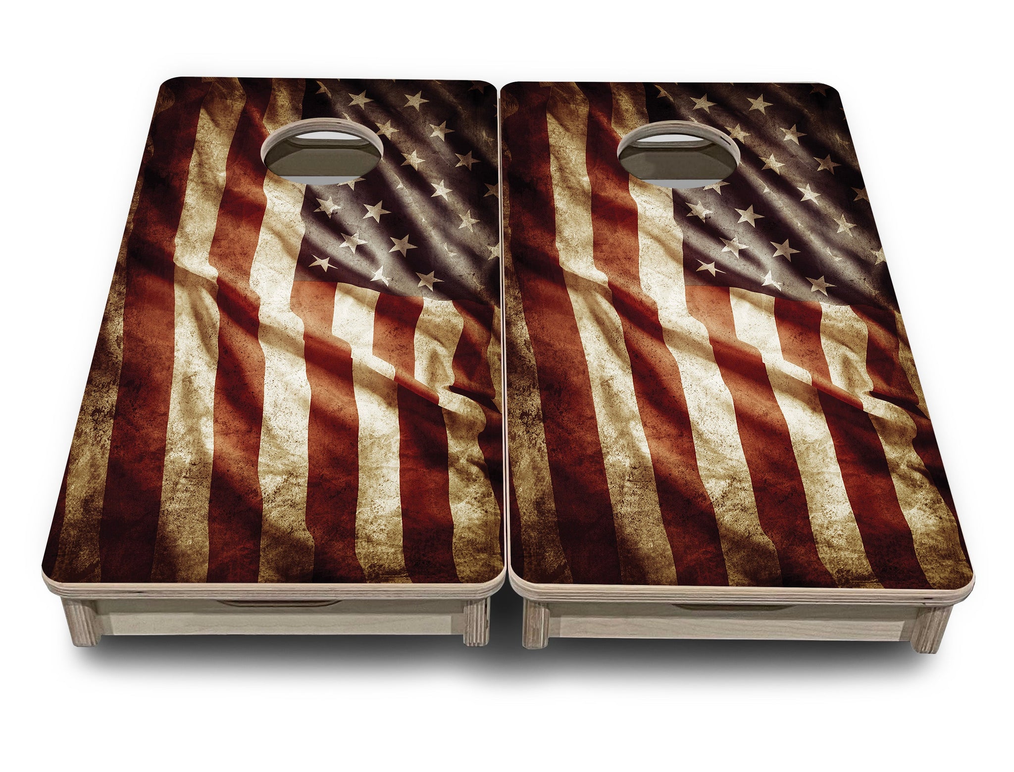 Mini Cornhole Boards - Rustic Wavy Flag