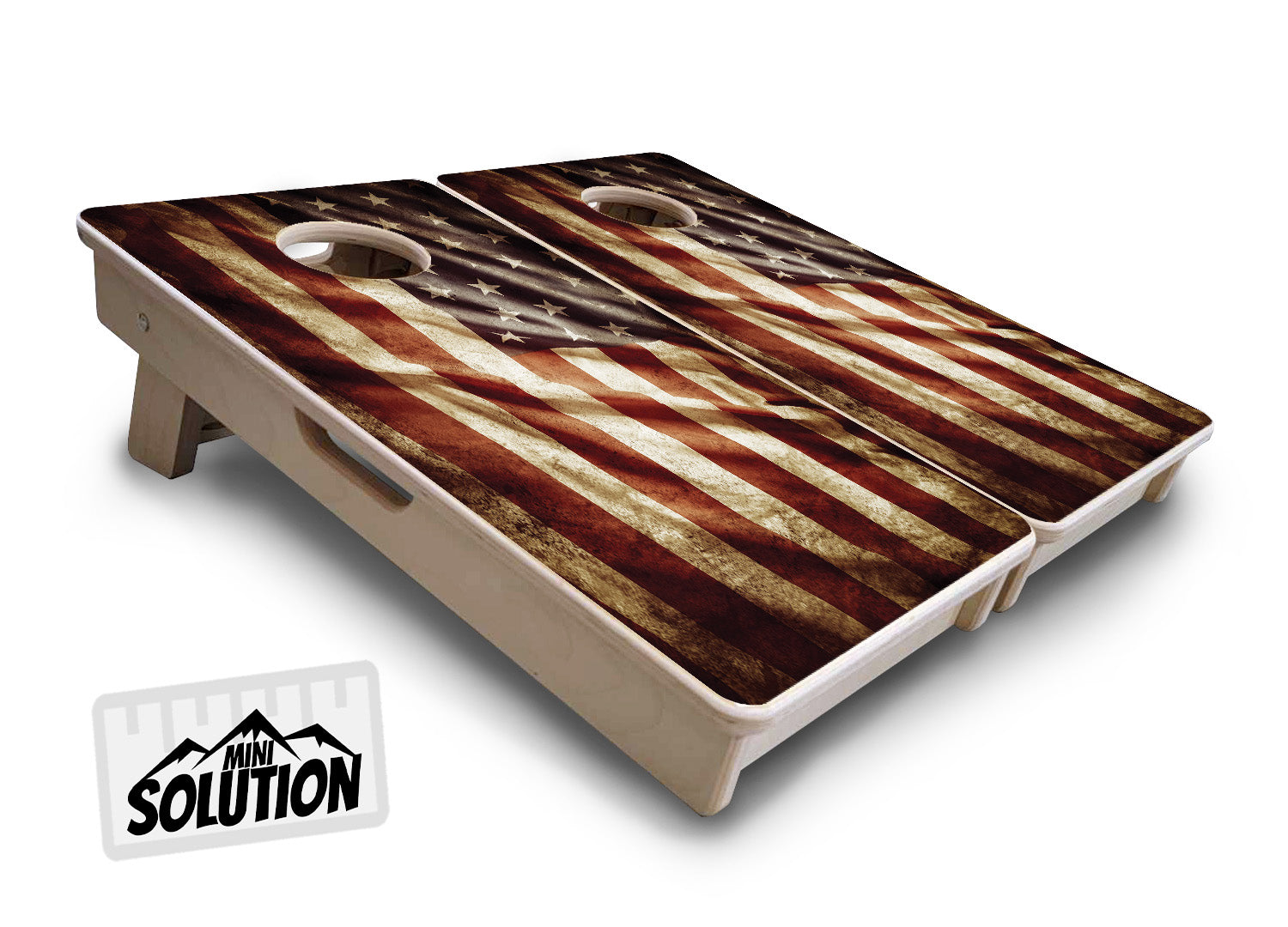 Mini Cornhole Boards - Rustic Wavy Flag