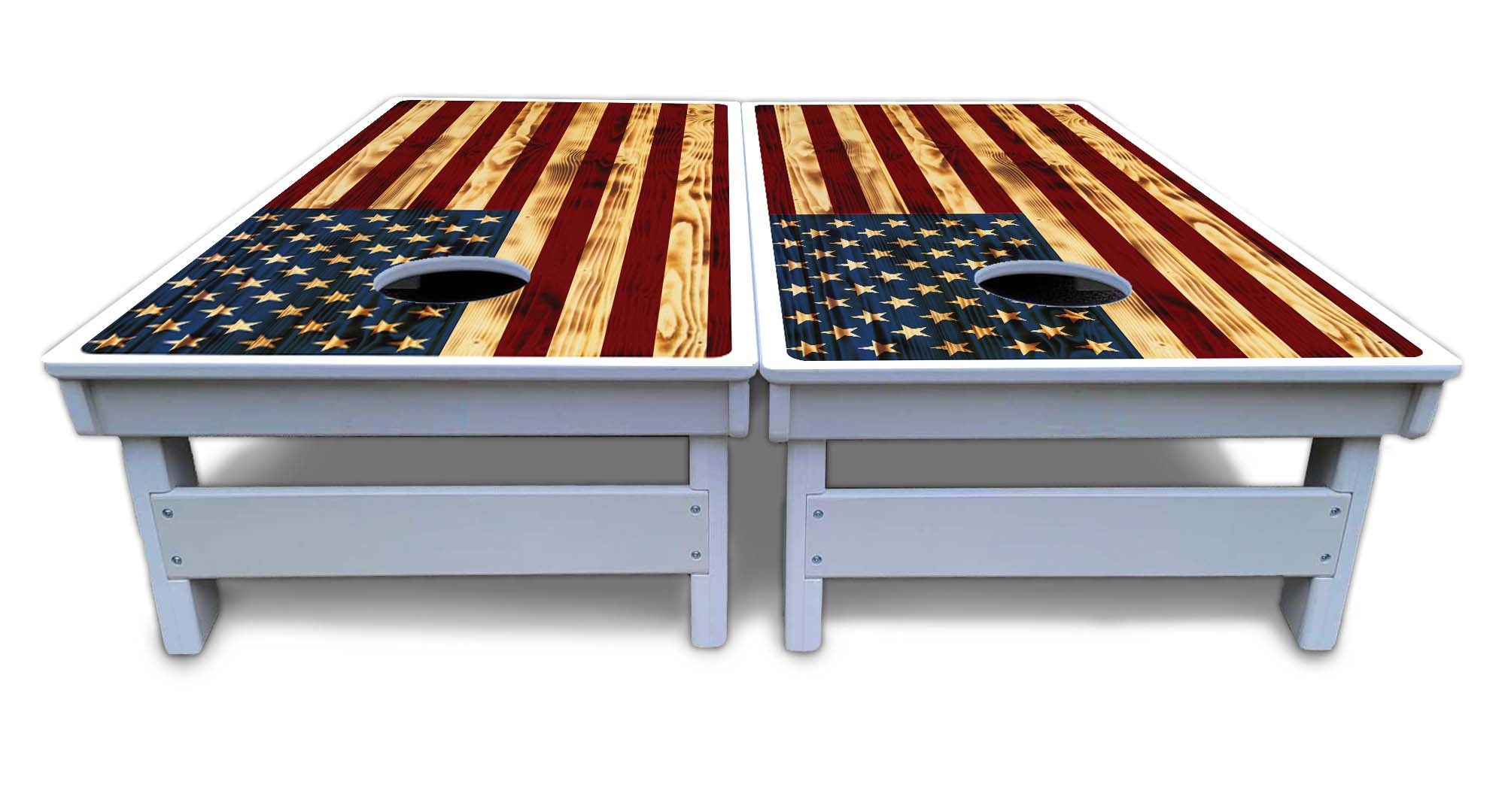 Burnt Colorful Rustic Flag Cornhole Boards - All Weather Series