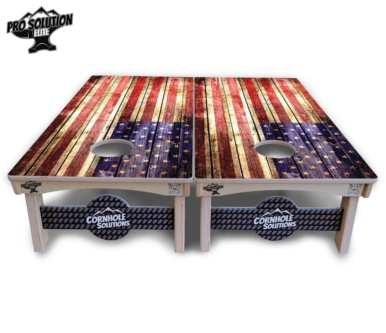 Rustic Wood Flag Cornhole Boards - Pro Solution Elite Series