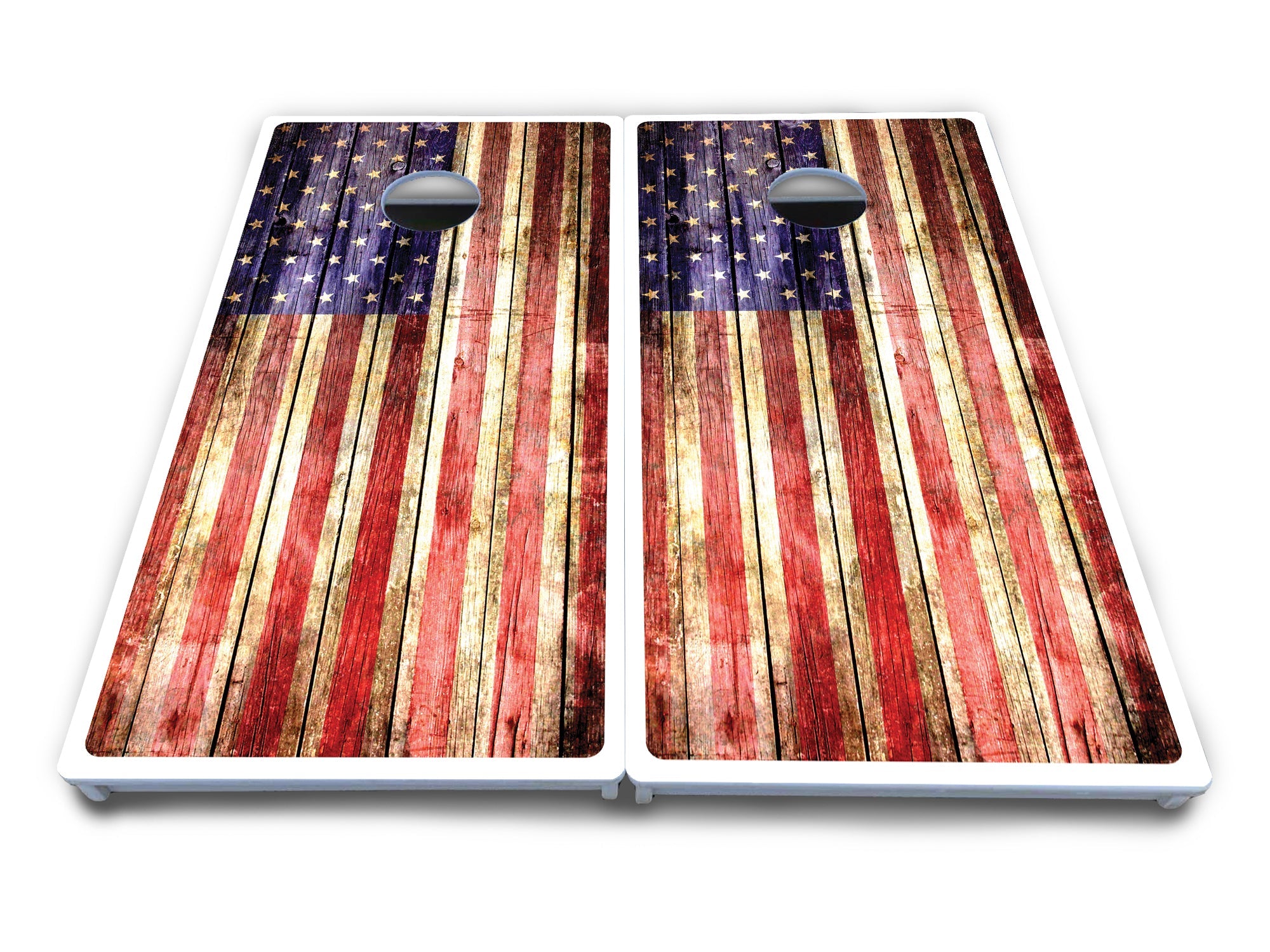 Rustic Wood Flag Cornhole Boards - All Weather Series