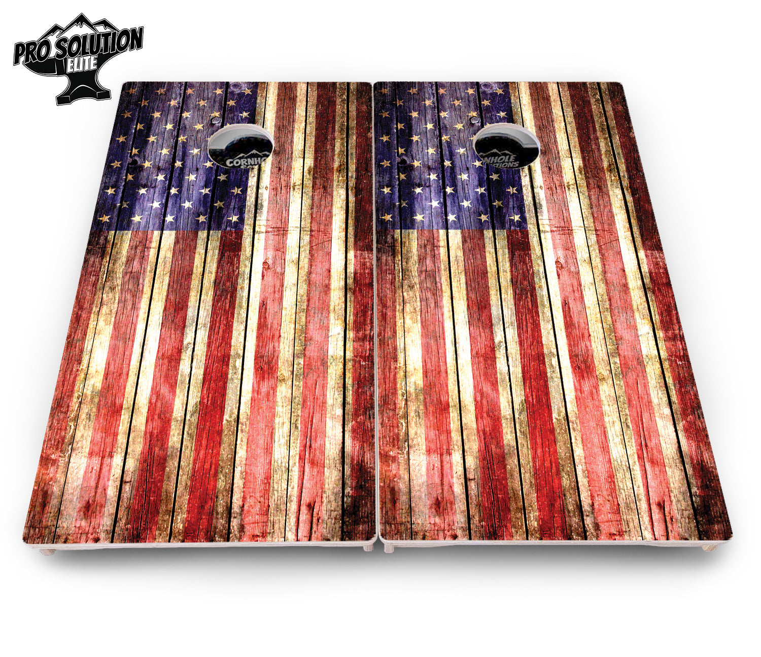 Rustic Wood Flag Cornhole Boards - Pro Solution Elite Series