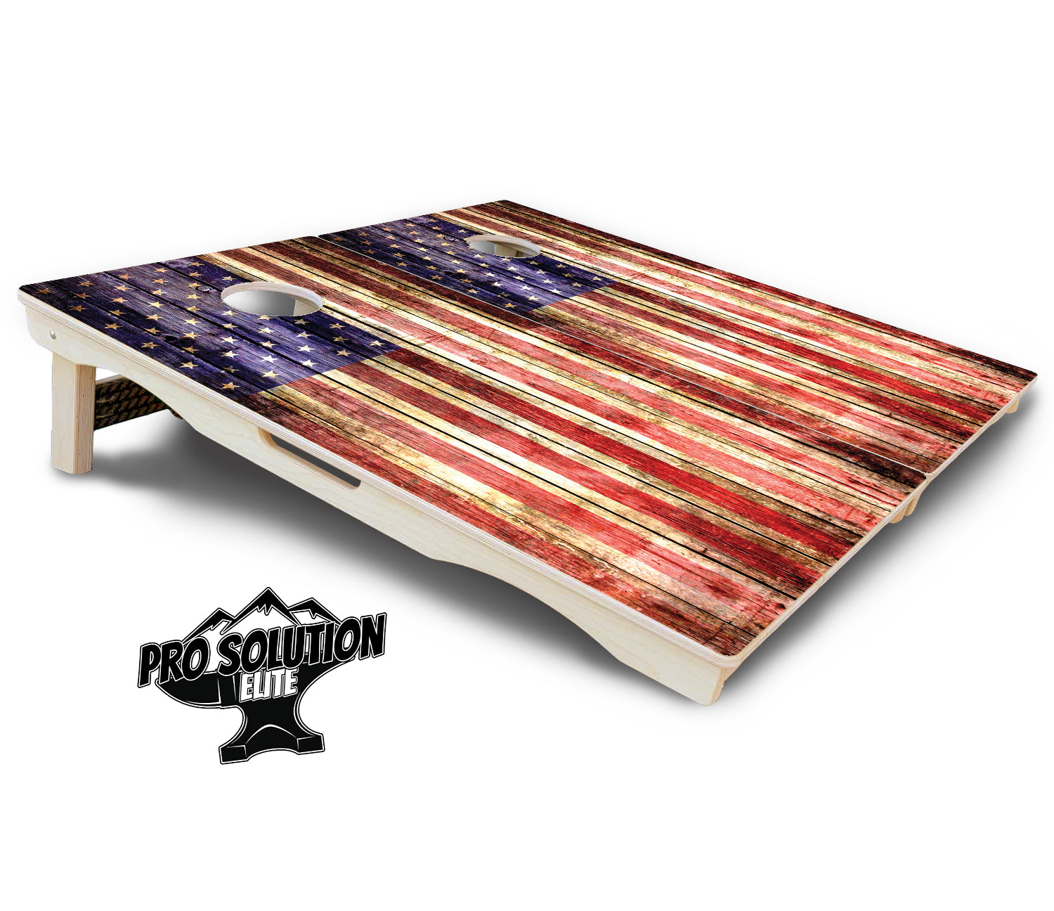 Rustic Wood Flag Cornhole Boards - Pro Solution Elite Series