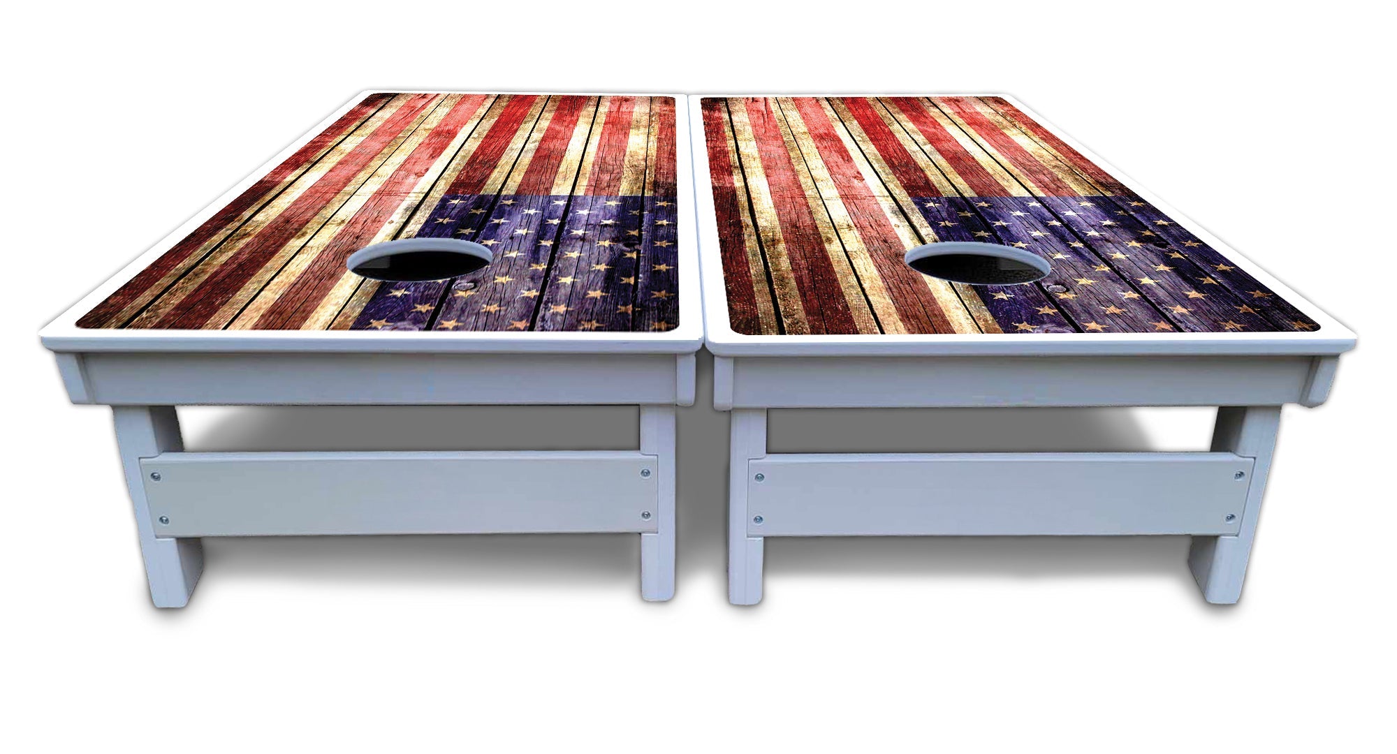 Rustic Wood Flag Cornhole Boards - All Weather Series