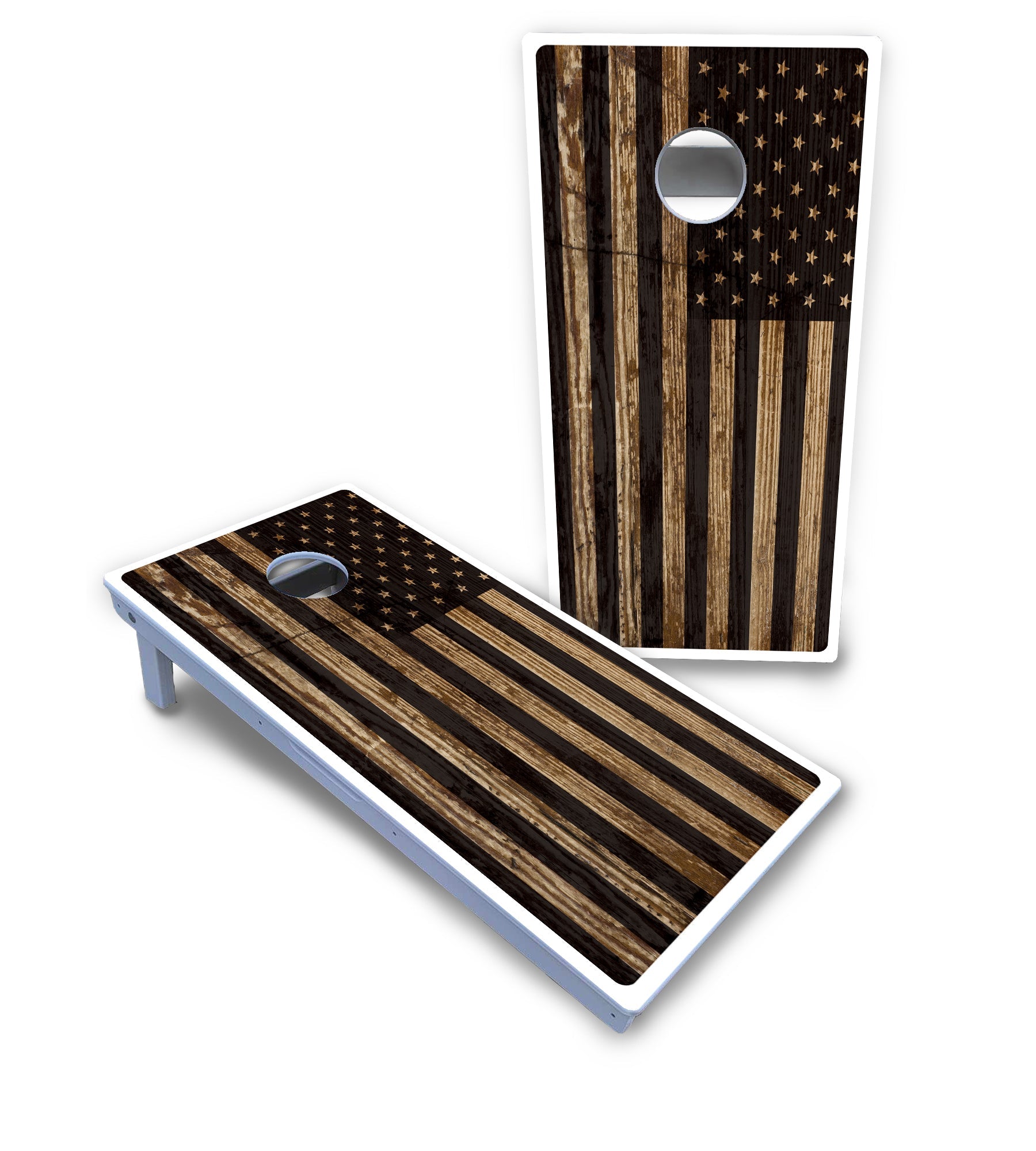 Wood DTOM & Flag Cornhole Boards - All Weather Series