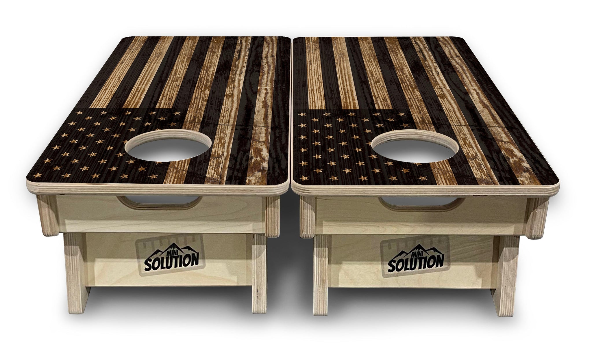 Mini Cornhole Boards - Wood DTOM & Wood Flag