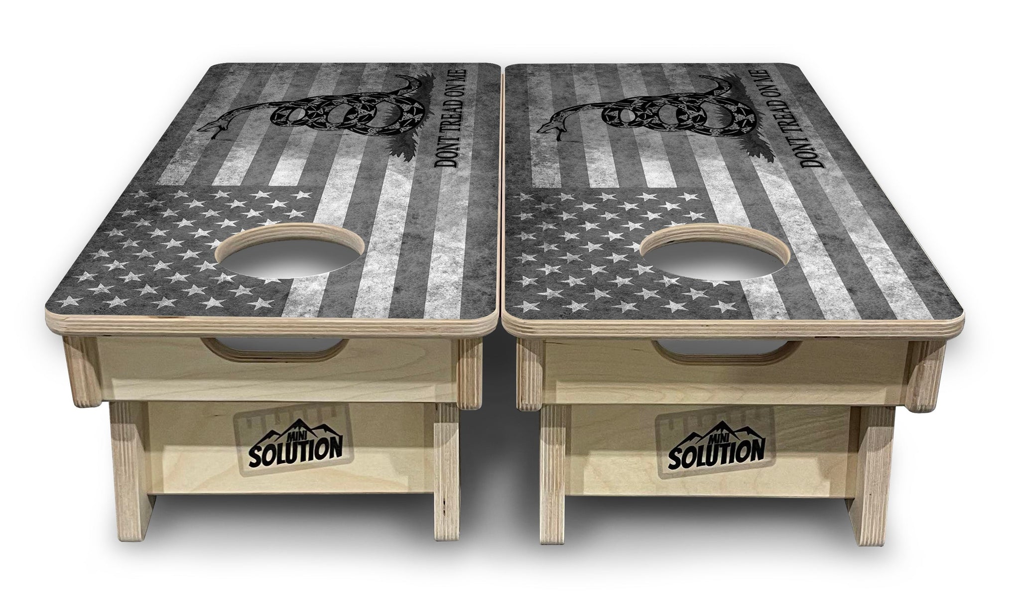 Mini Cornhole Boards - DTOM BW Flag