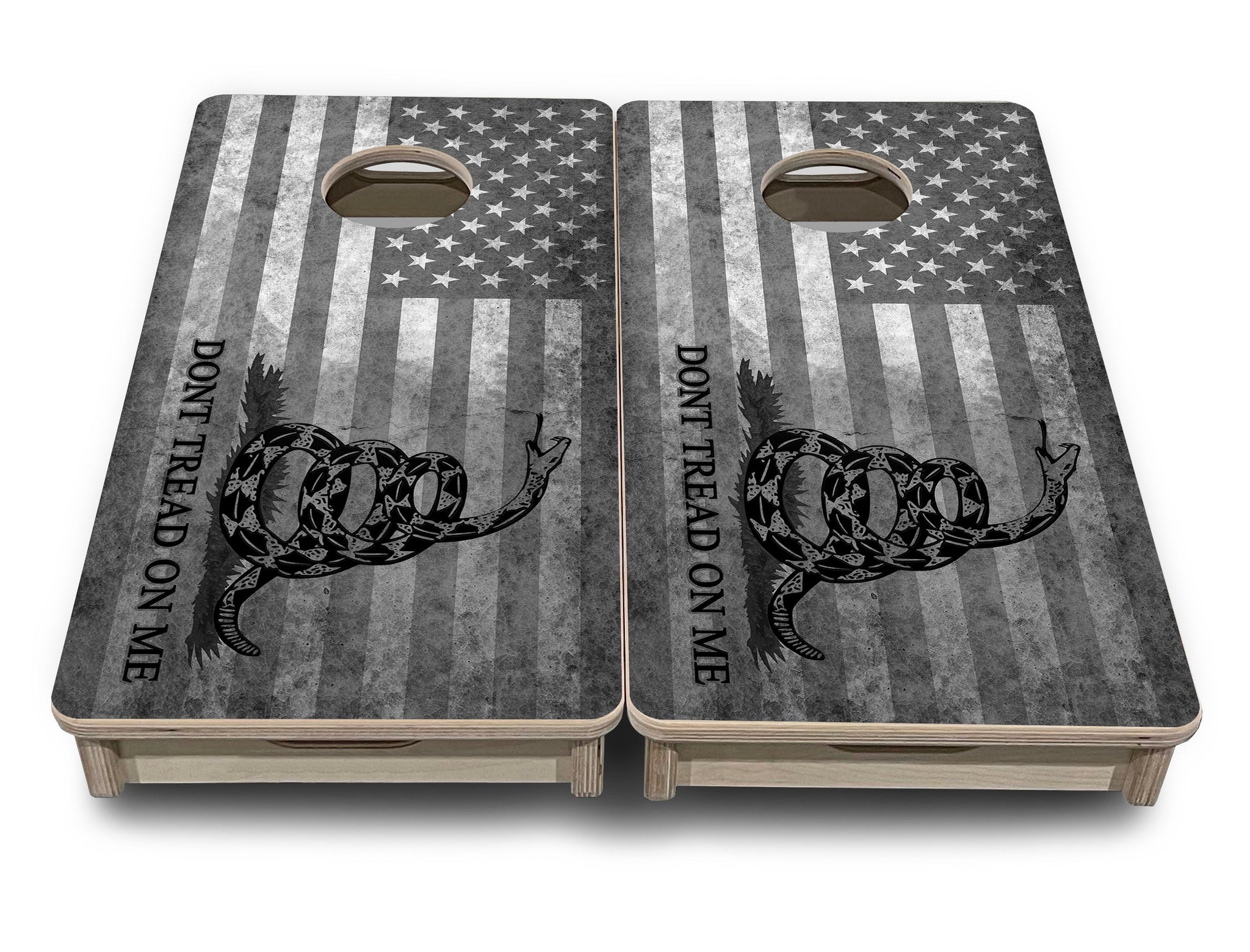Mini Cornhole Boards - DTOM BW Flag