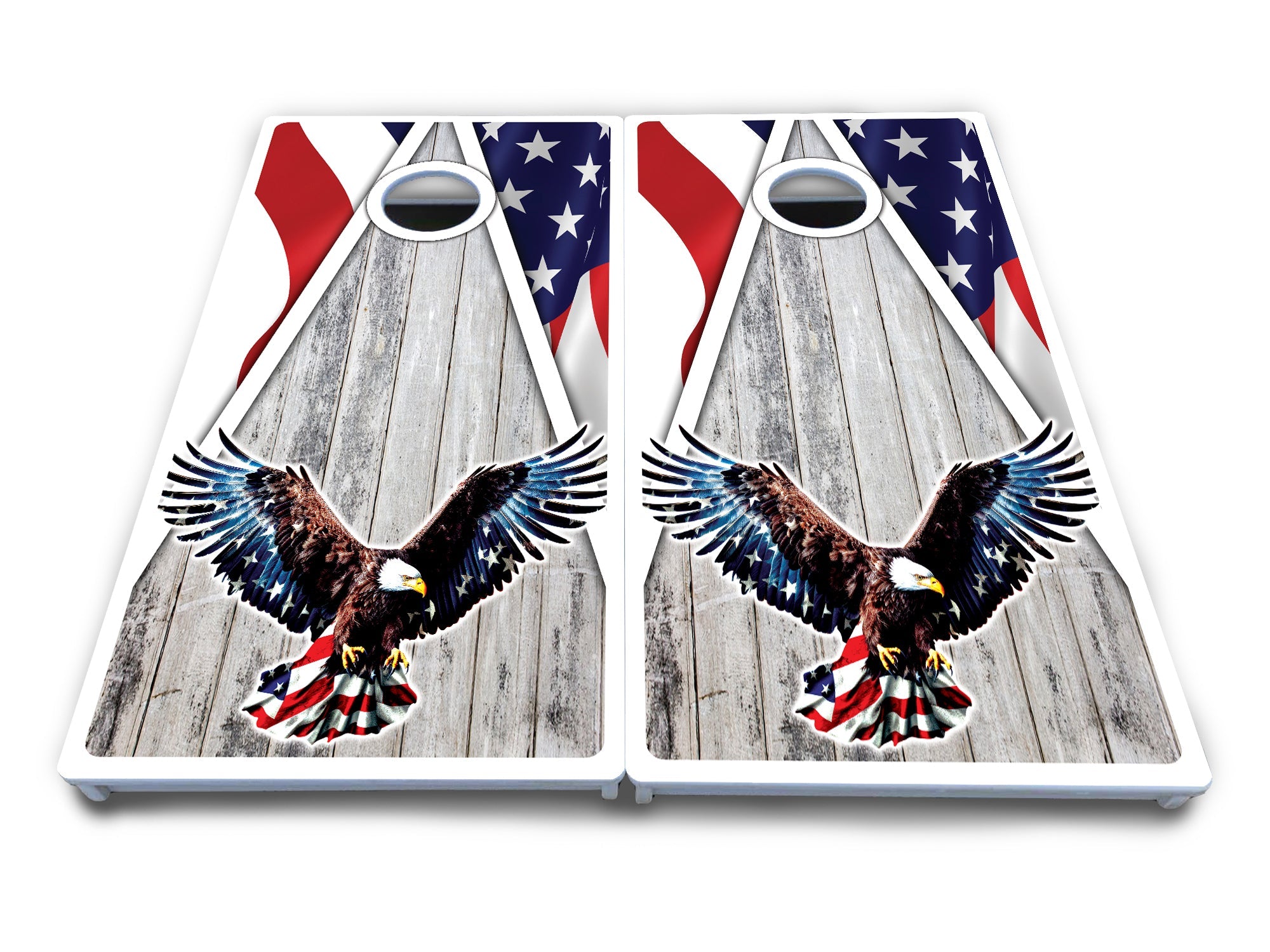 Eagle Triangle Whitewash Cornhole Boards - All Weather Series