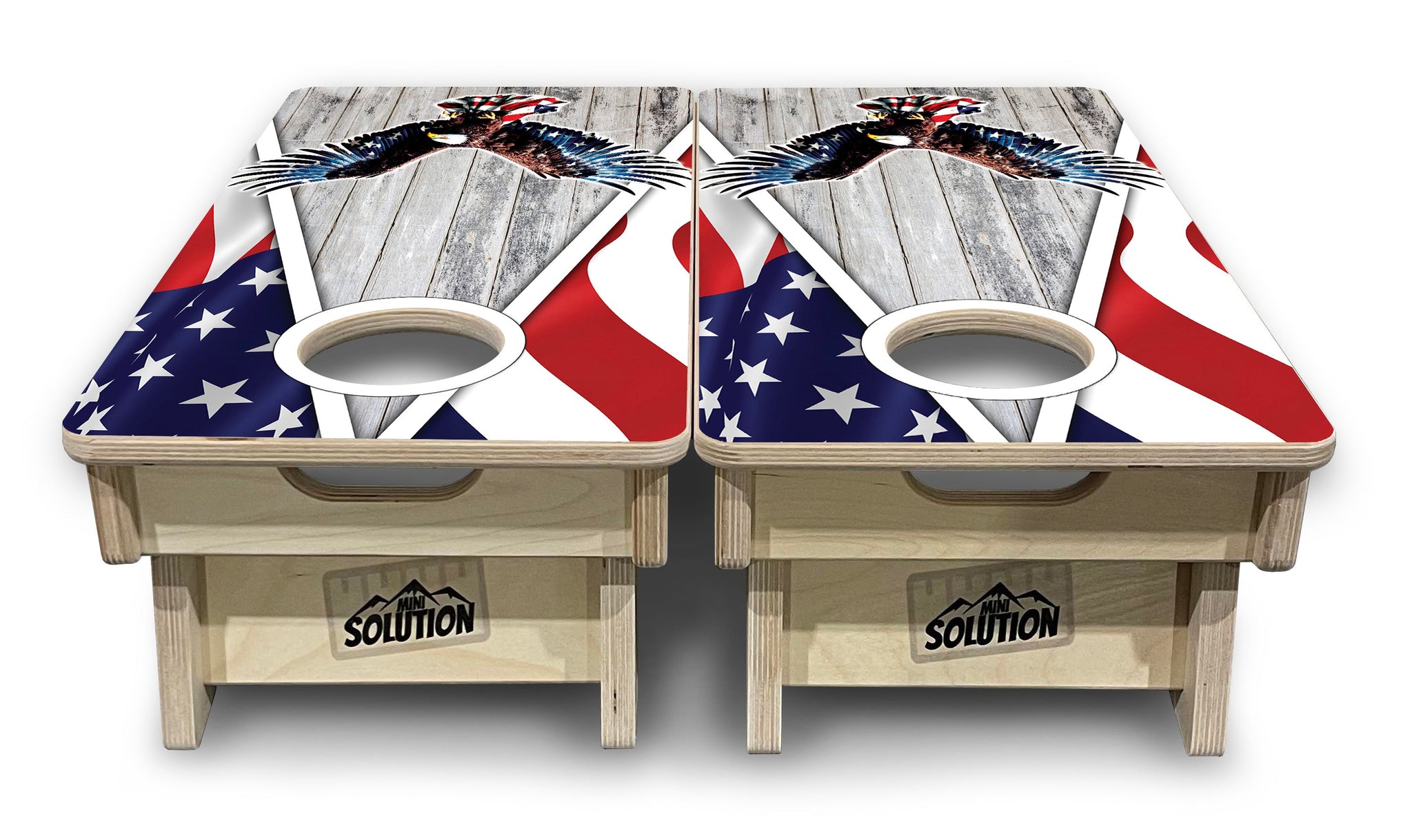 Mini Cornhole Boards - Eagle Triangle Whitewash