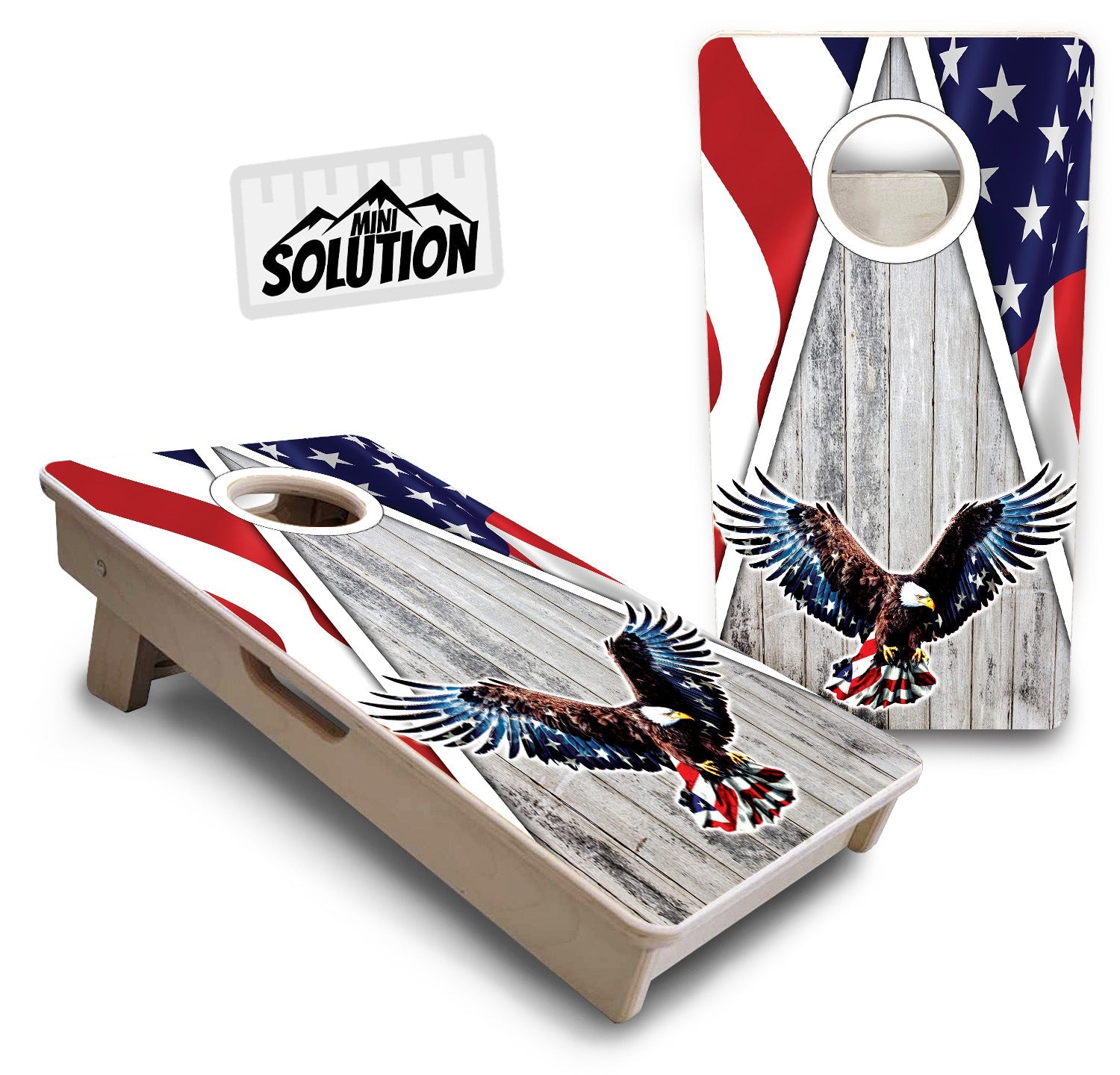 Mini Cornhole Boards - Eagle Triangle Whitewash