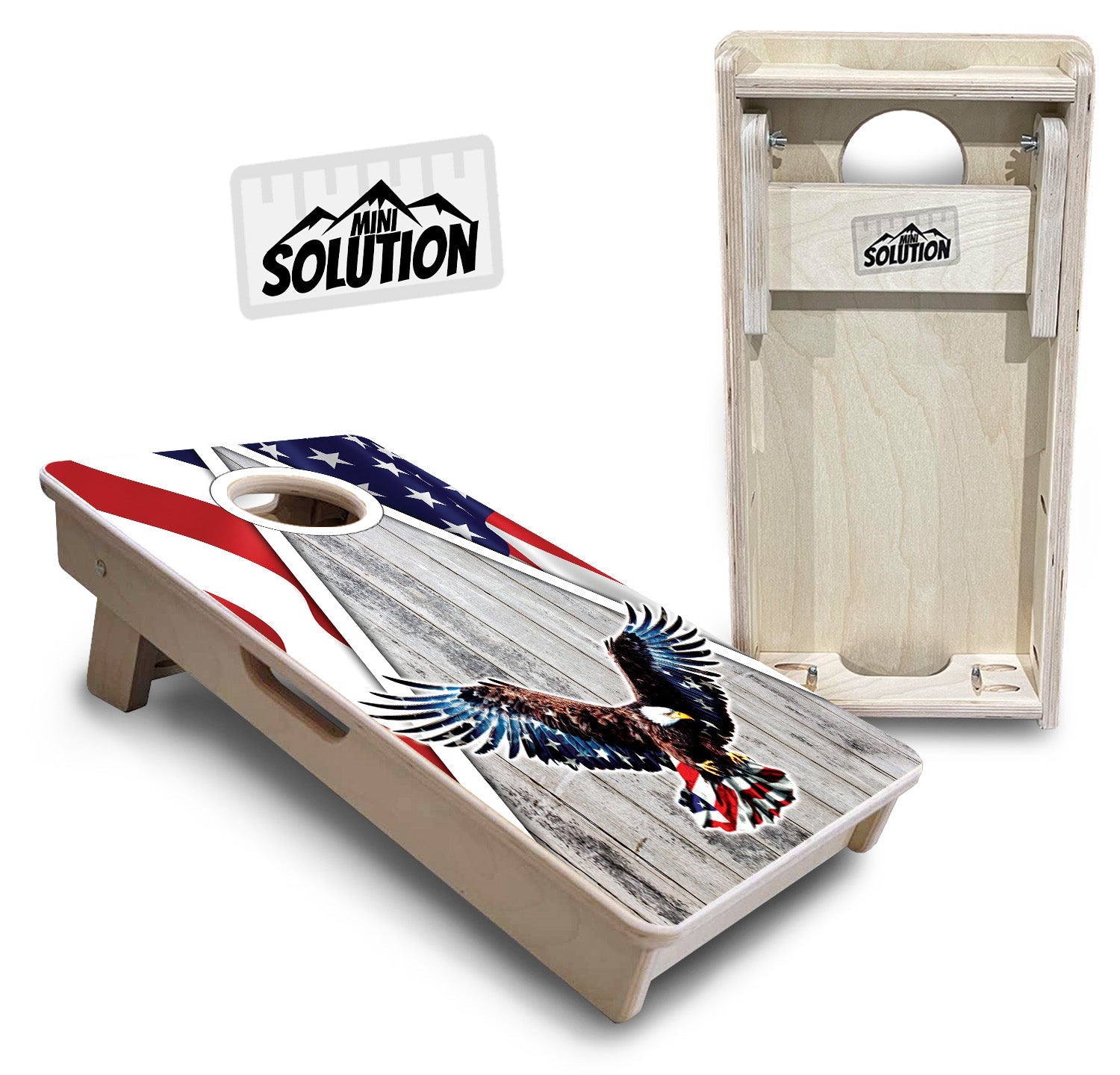 Mini Cornhole Boards - Eagle Triangle Whitewash
