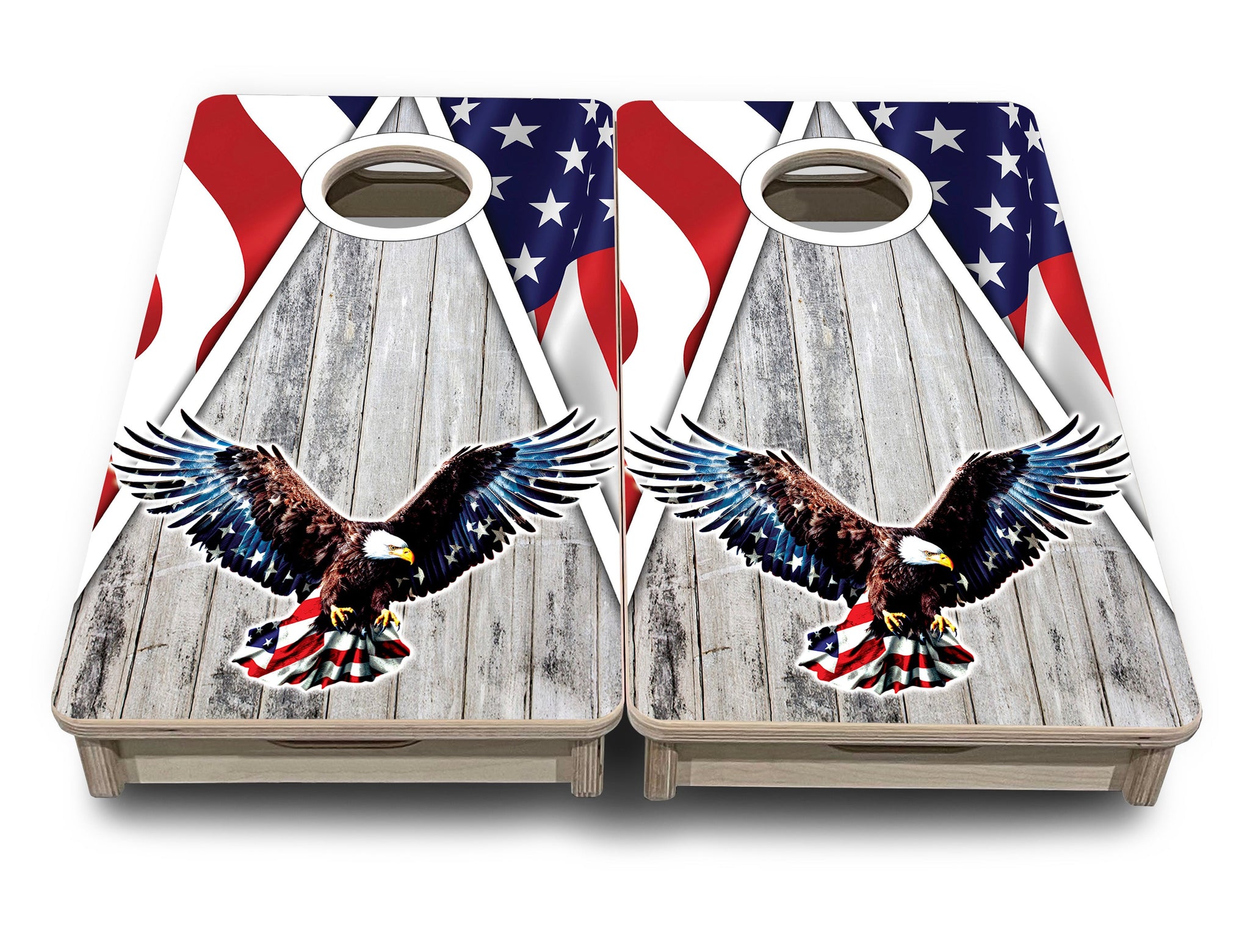 Mini Cornhole Boards - Eagle Triangle Whitewash