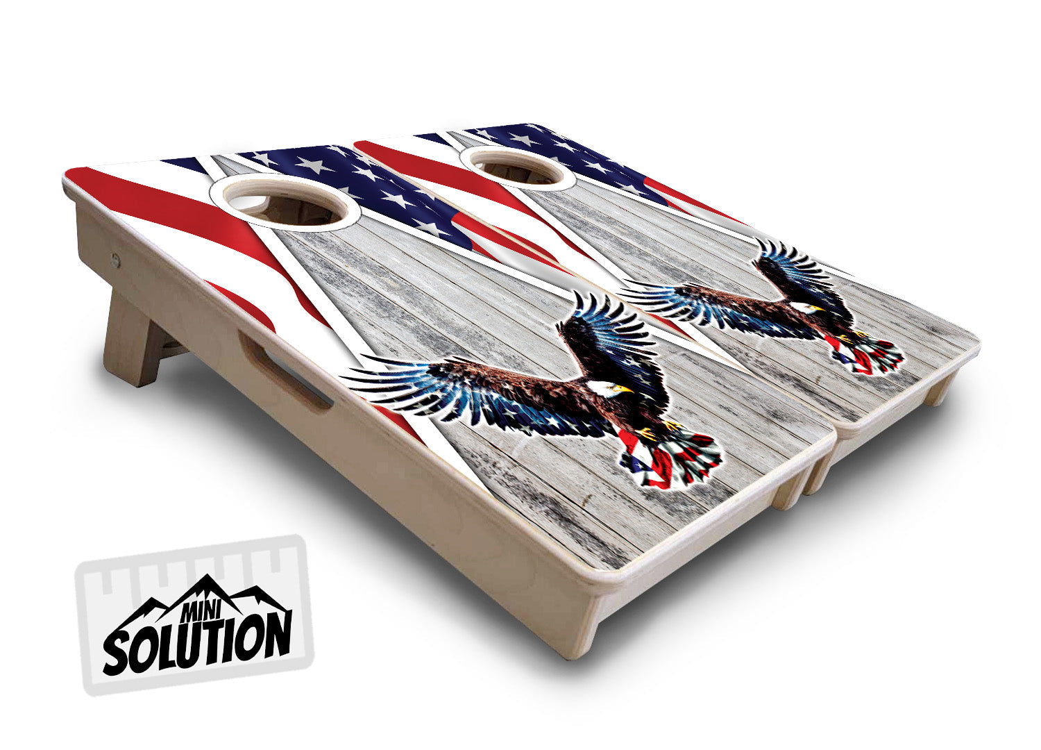 Mini Cornhole Boards - Eagle Triangle Whitewash