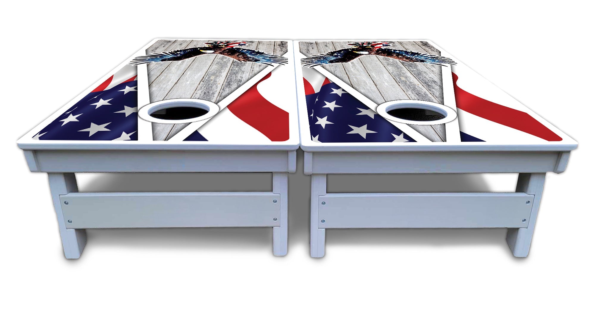 Eagle Triangle Whitewash Cornhole Boards - All Weather Series