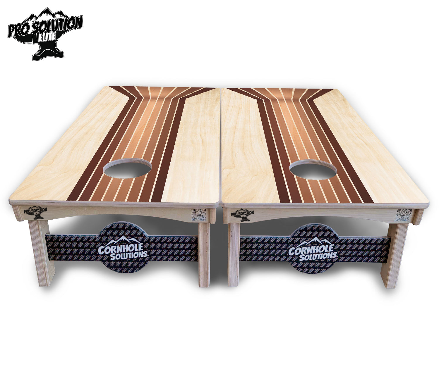 Retro Wood Lines Cornhole Boards - Pro Solution Elite Series