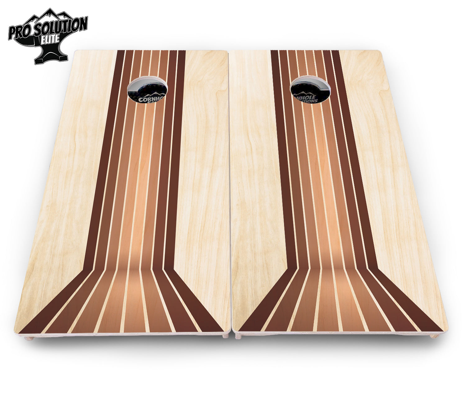 Retro Wood Lines Cornhole Boards - Pro Solution Elite Series