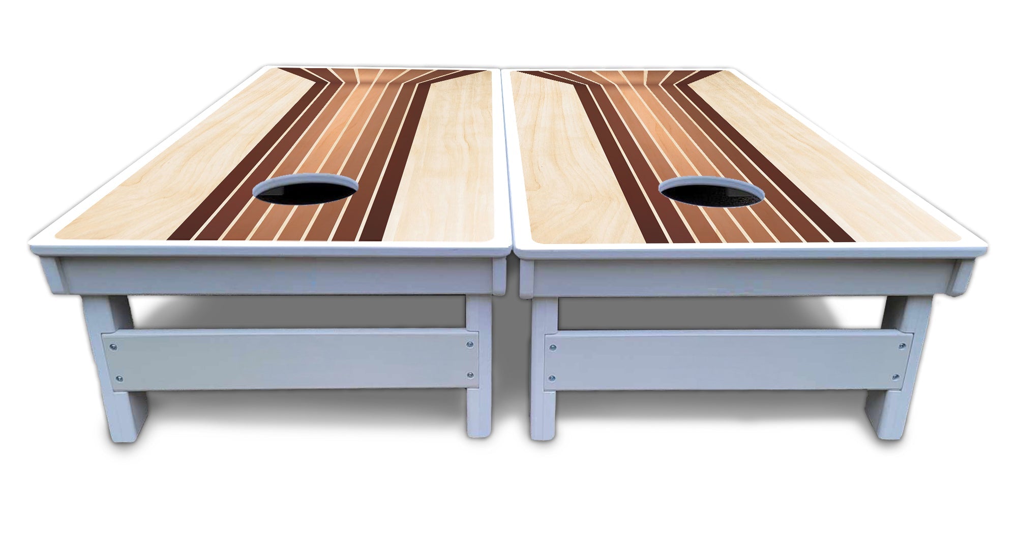 Retro Wood Lines Cornhole Boards - All Weather Series