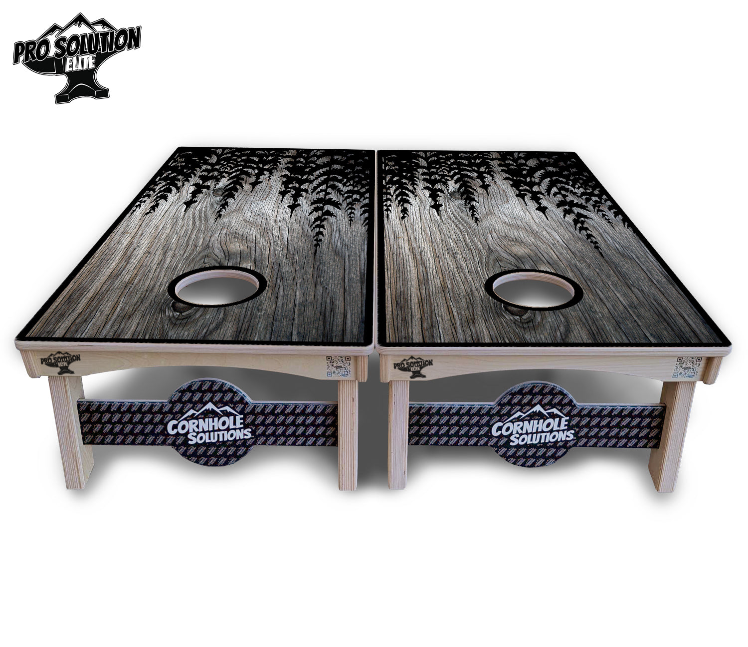 Greyscale Pine Trees Cornhole Boards - Pro Solution Elite Series