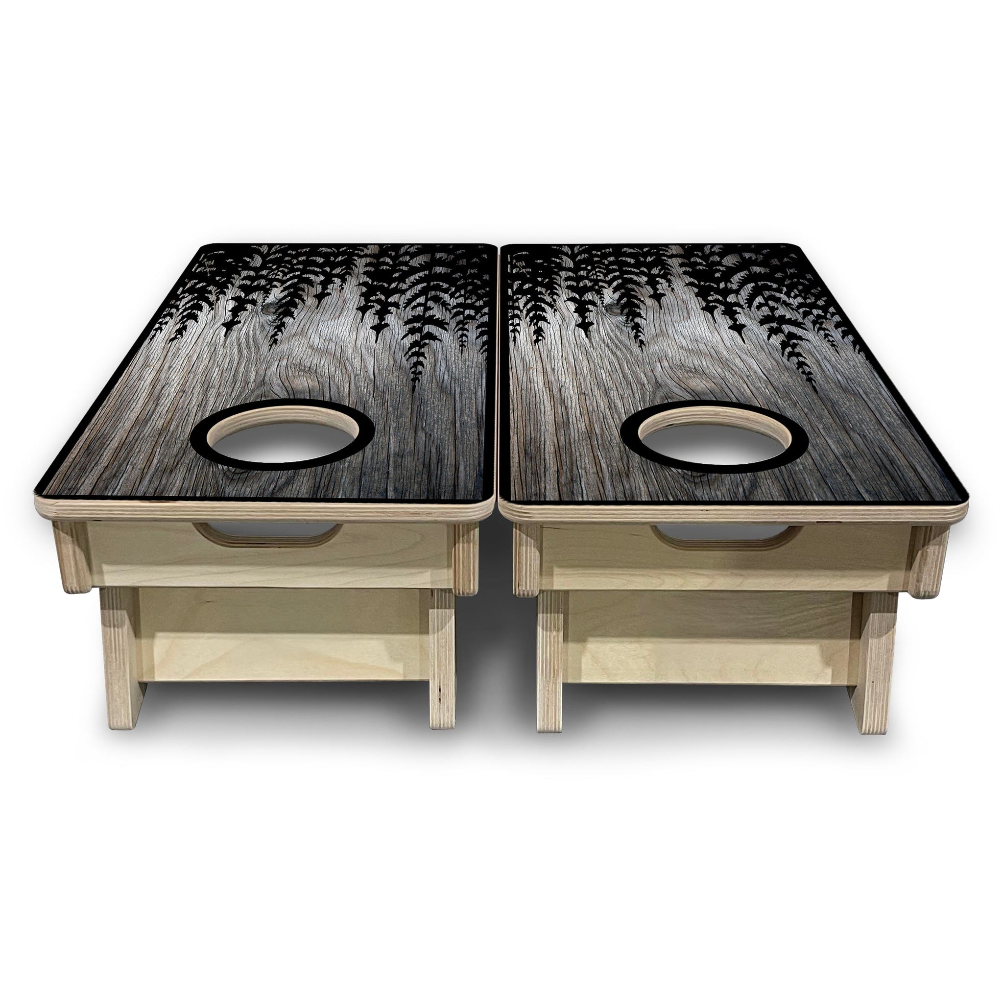 Mini Cornhole Boards - Greyscale Pine Trees