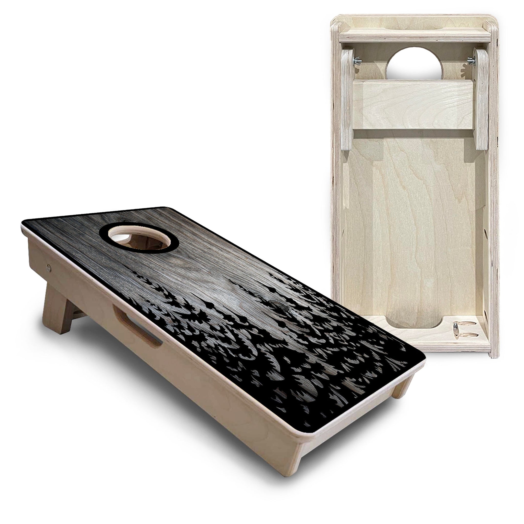 Mini Cornhole Boards - Greyscale Pine Trees