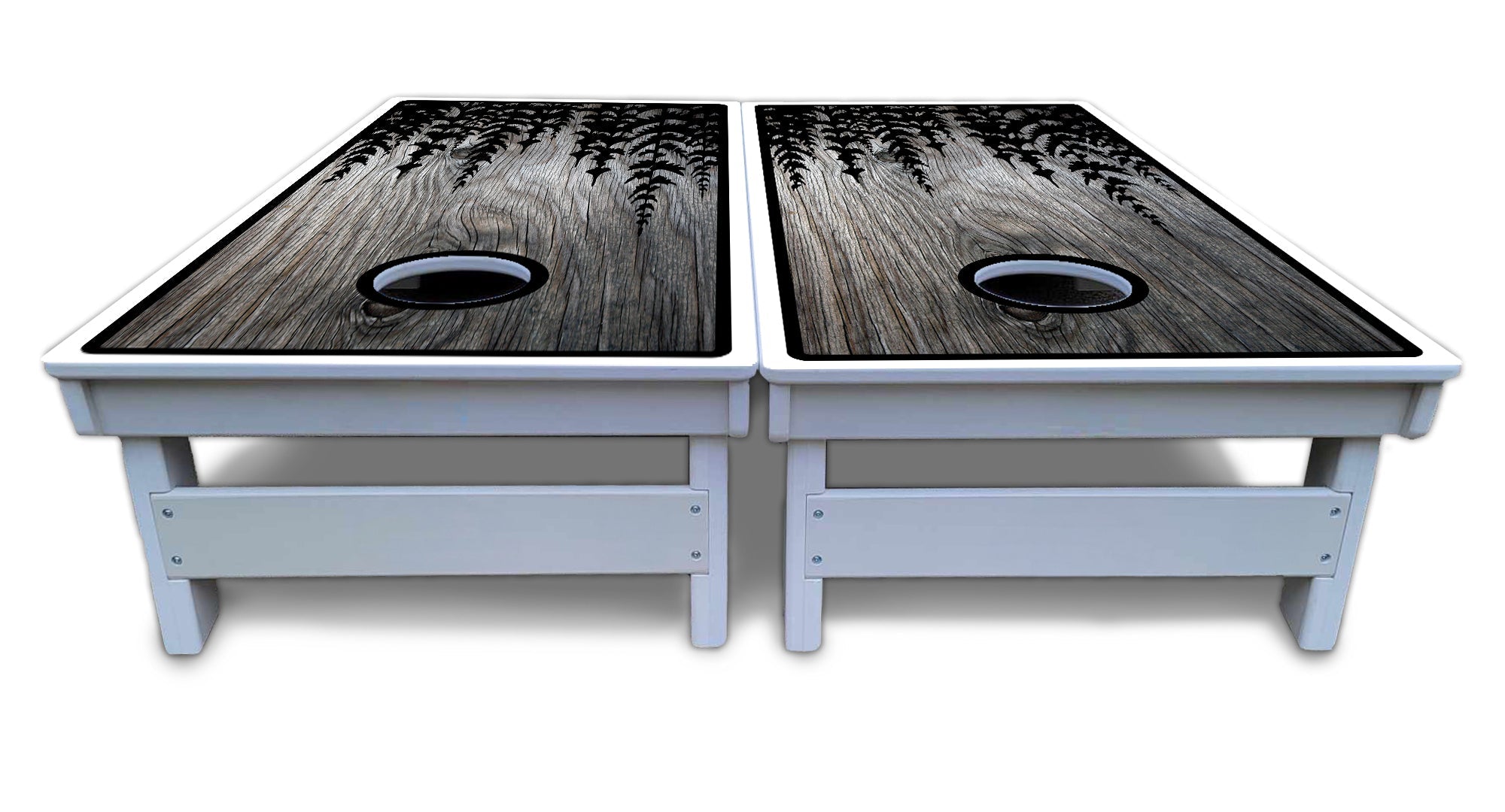 Greyscale Pine Trees Cornhole Boards - All Weather Series