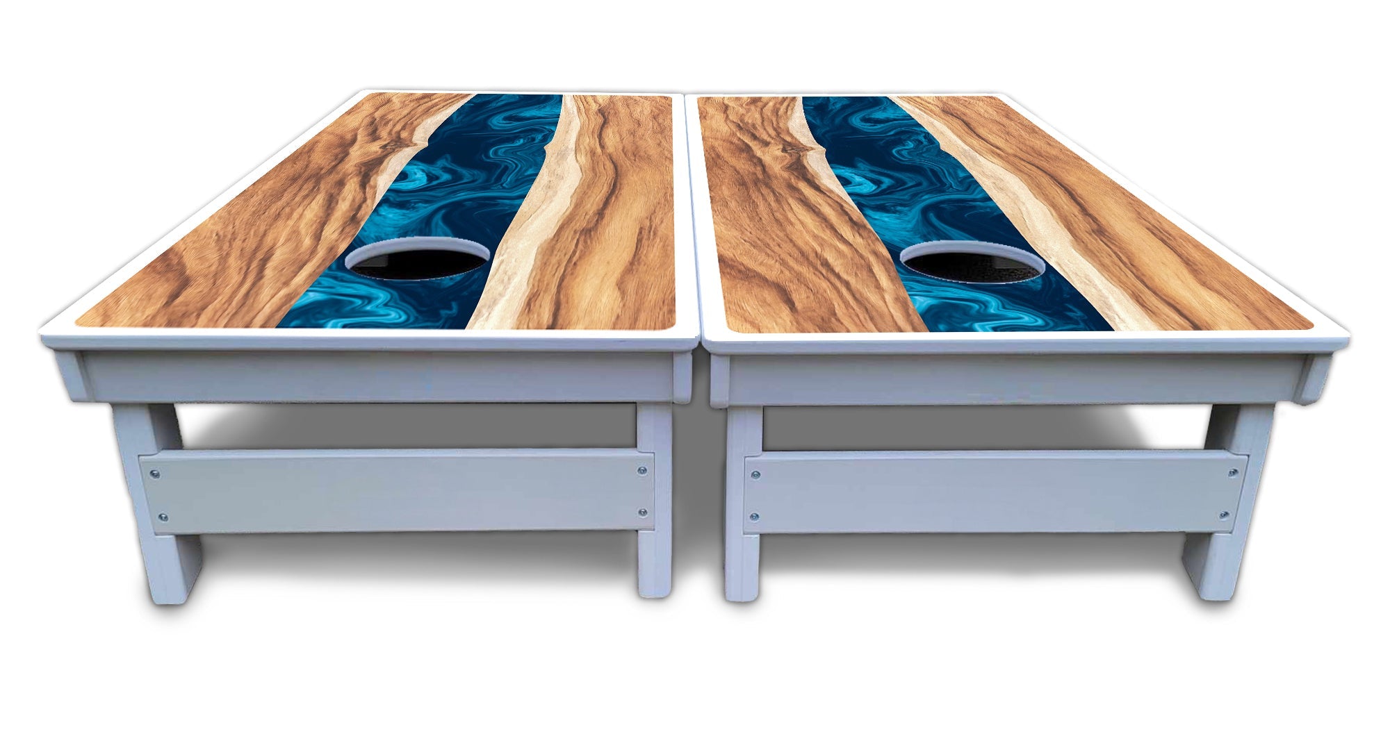 Live Edge River Cornhole Boards - All Weather Series