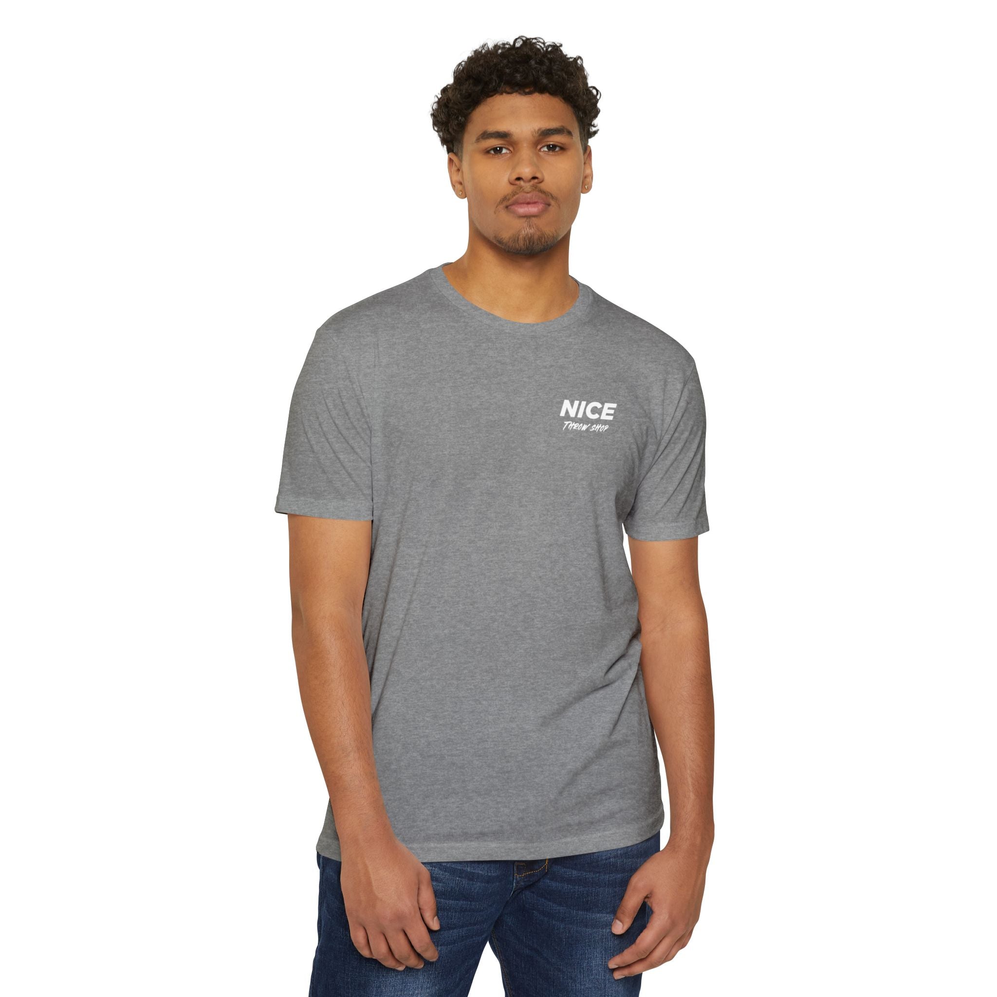 NICE Throw Shop Unisex Tee White Logo – Multiple Colors