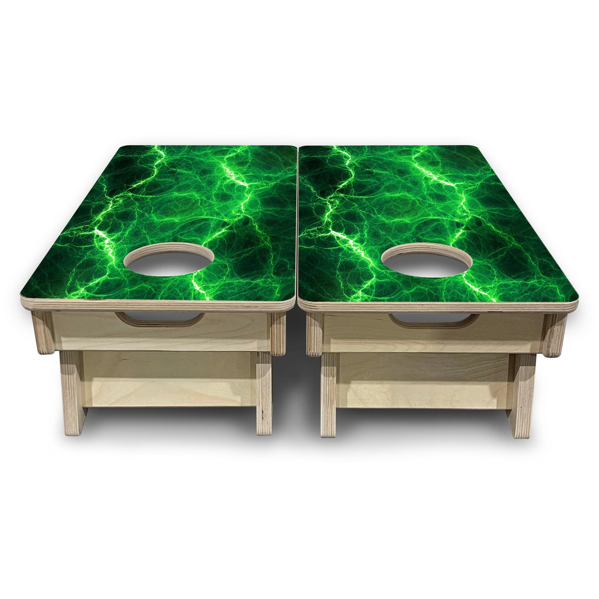 Mini Cornhole Boards - Blue & Green Lightning