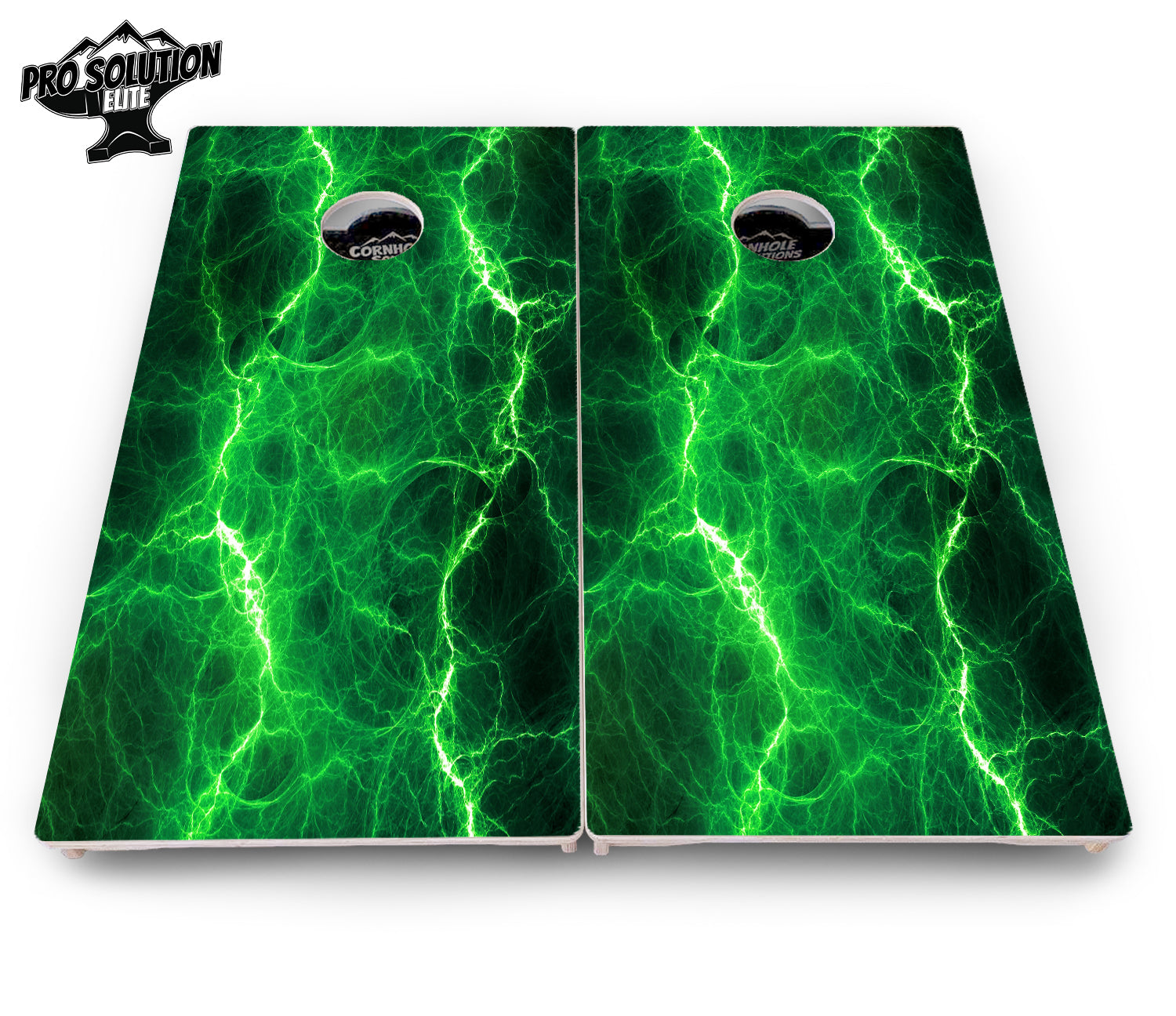 Blue & Green Lightning Cornhole Boards - Pro Solution Elite Series