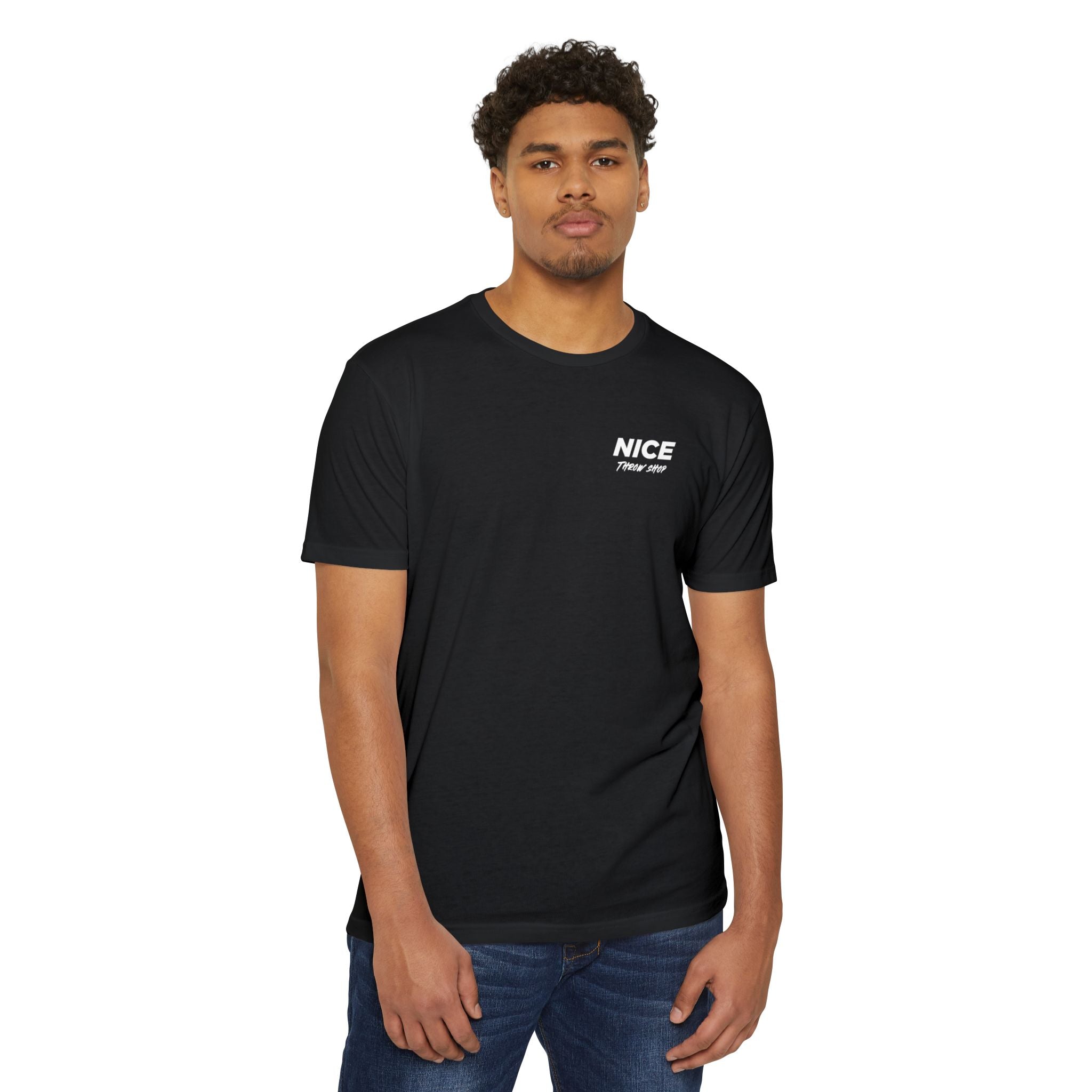 NICE Throw Shop Unisex Tee White Logo – Multiple Colors